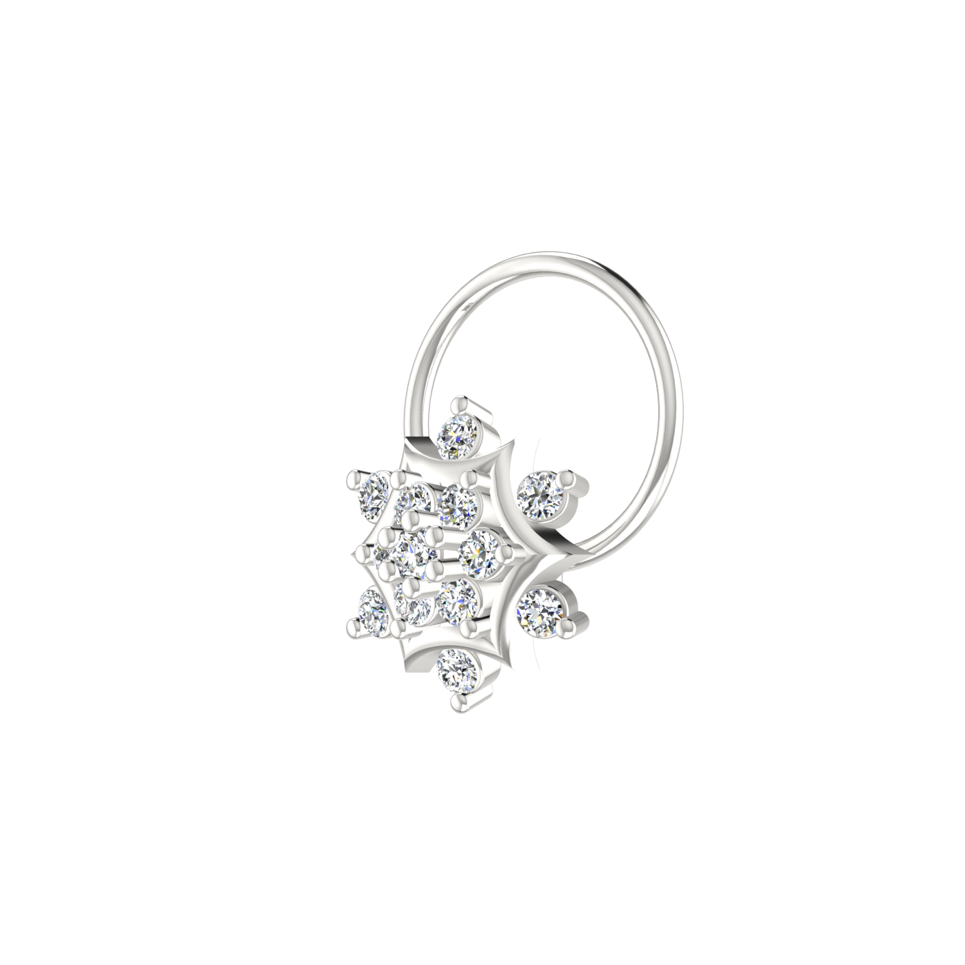 0.11 Ct Lab Grown Diamond Floral Flower Nose Pin