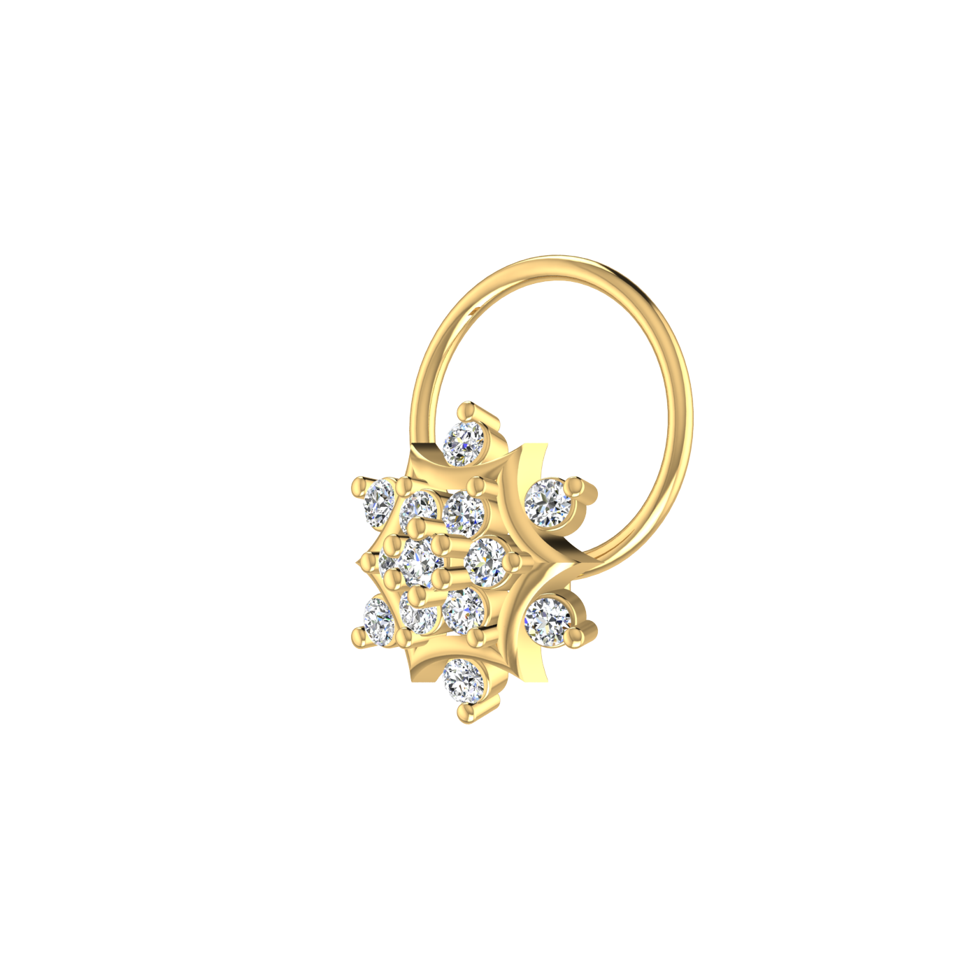 0.11 Ct Lab Grown Diamond Floral Flower Nose Pin