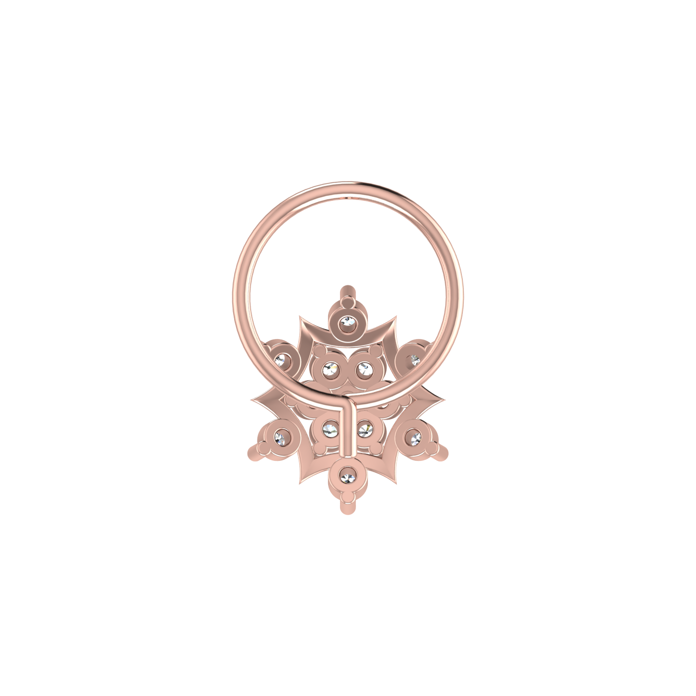 0.11 Ct Lab Grown Diamond Floral Flower Nose Pin