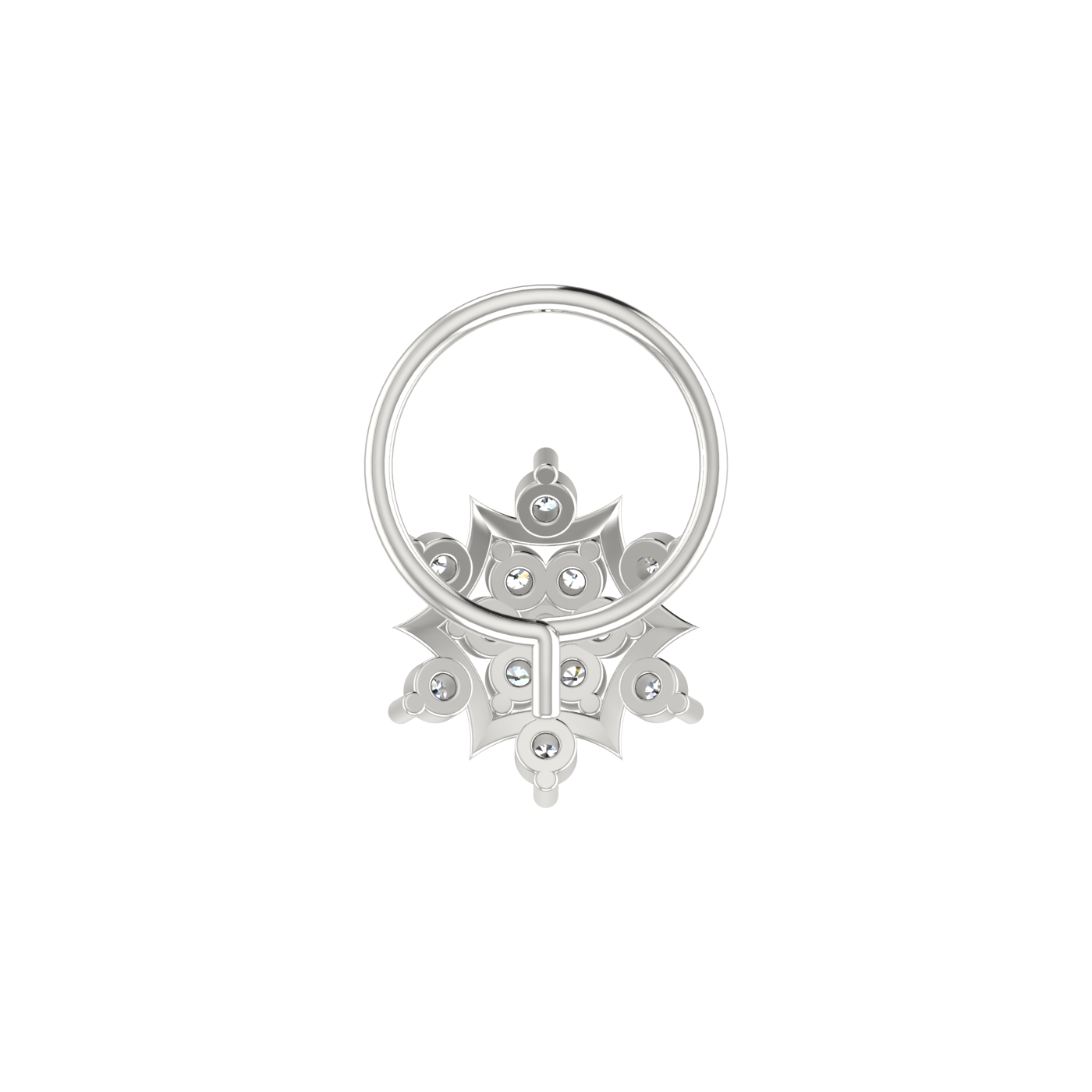 0.11 Ct Lab Grown Diamond Floral Flower Nose Pin
