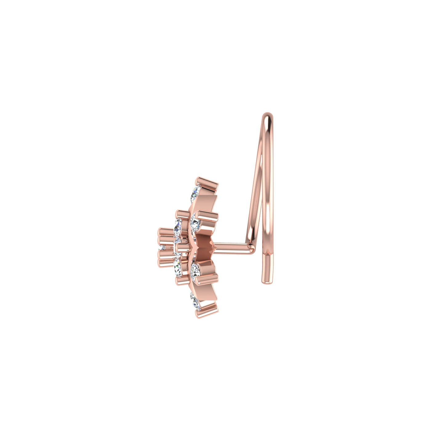 0.11 Ct Lab Grown Diamond Floral Flower Nose Pin