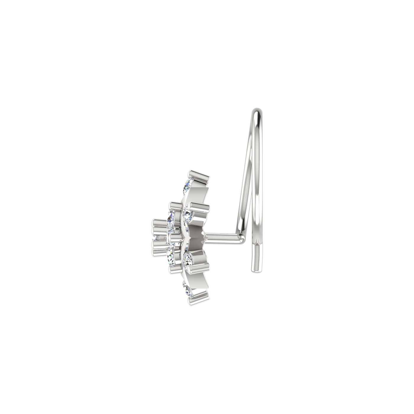 0.11 Ct Lab Grown Diamond Floral Flower Nose Pin