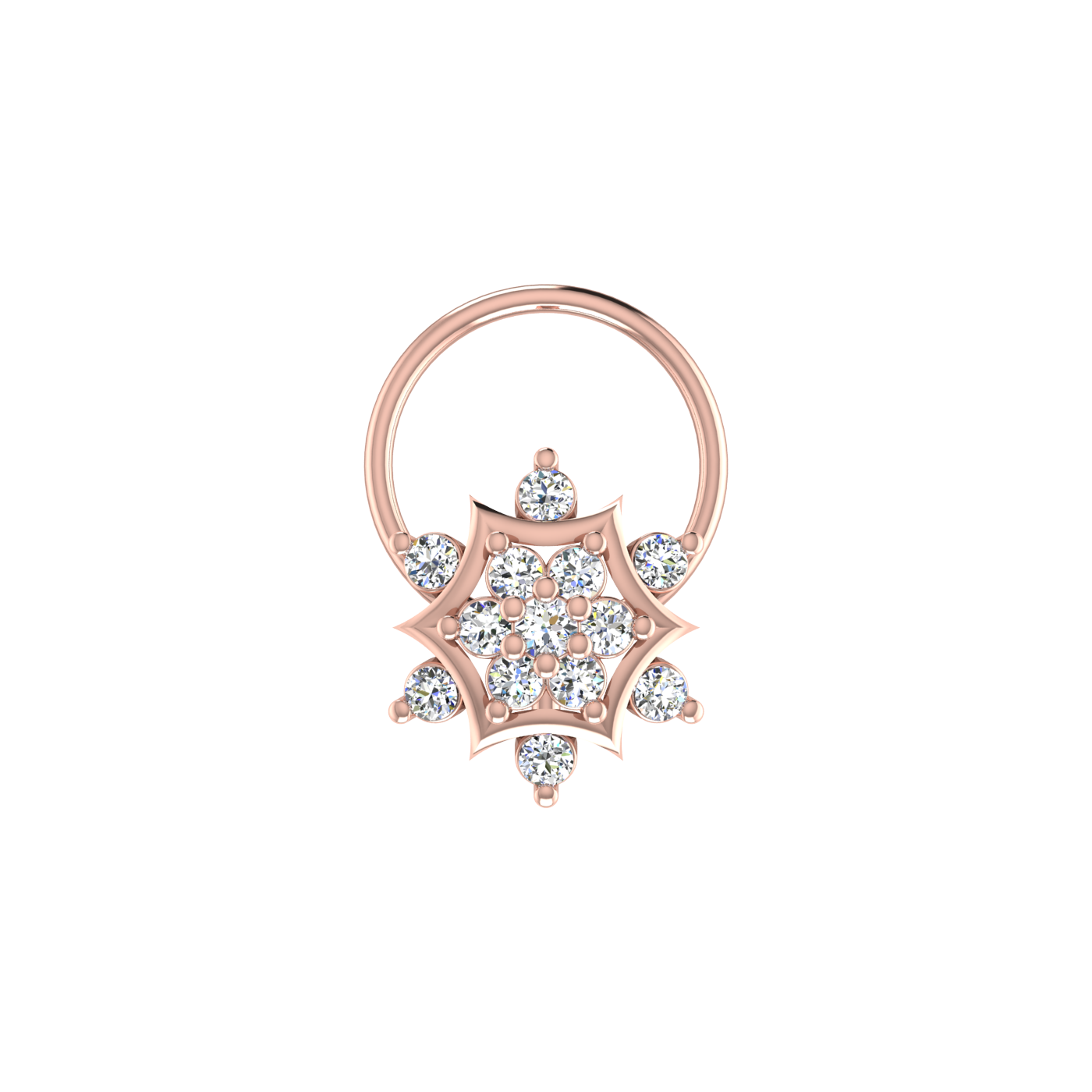 0.11 Ct Lab Grown Diamond Floral Flower Nose Pin