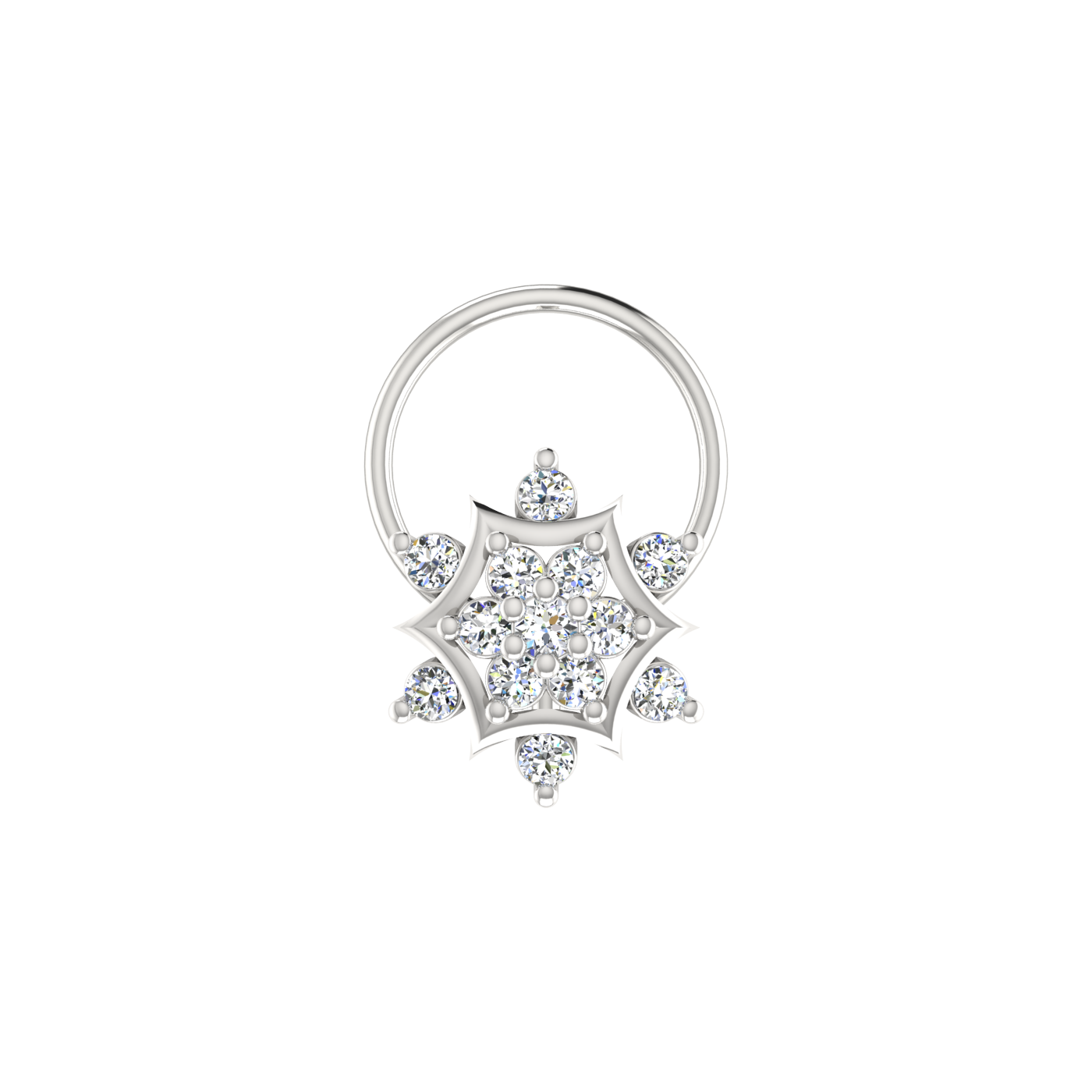 0.11 Ct Lab Grown Diamond Floral Flower Nose Pin