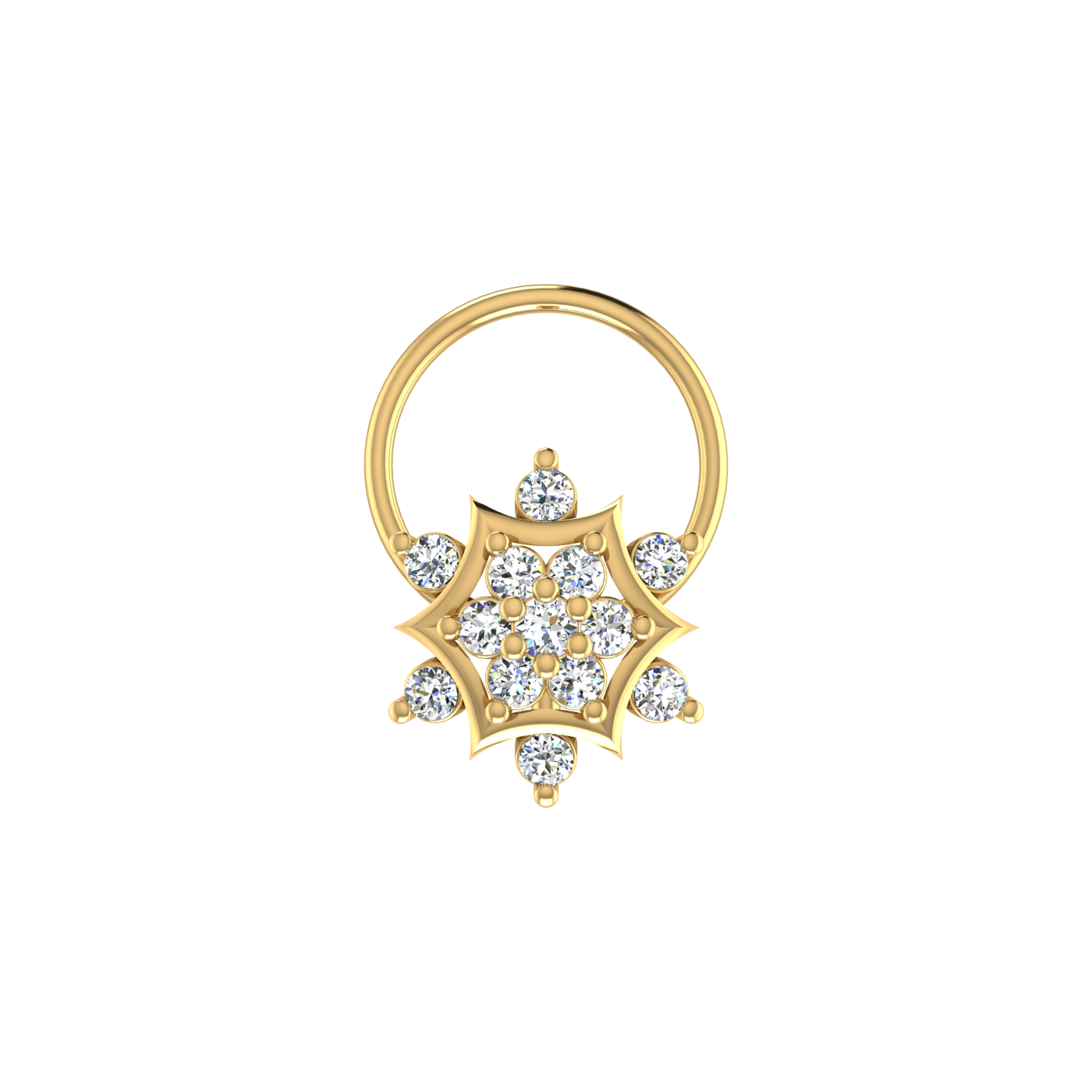 0.11 Ct Lab Grown Diamond Floral Flower Nose Pin