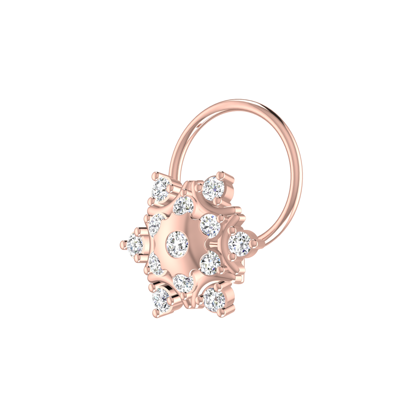 Radiant Mandala Bloom – 0.14 Ct Lab Grown Diamond Nose Pin