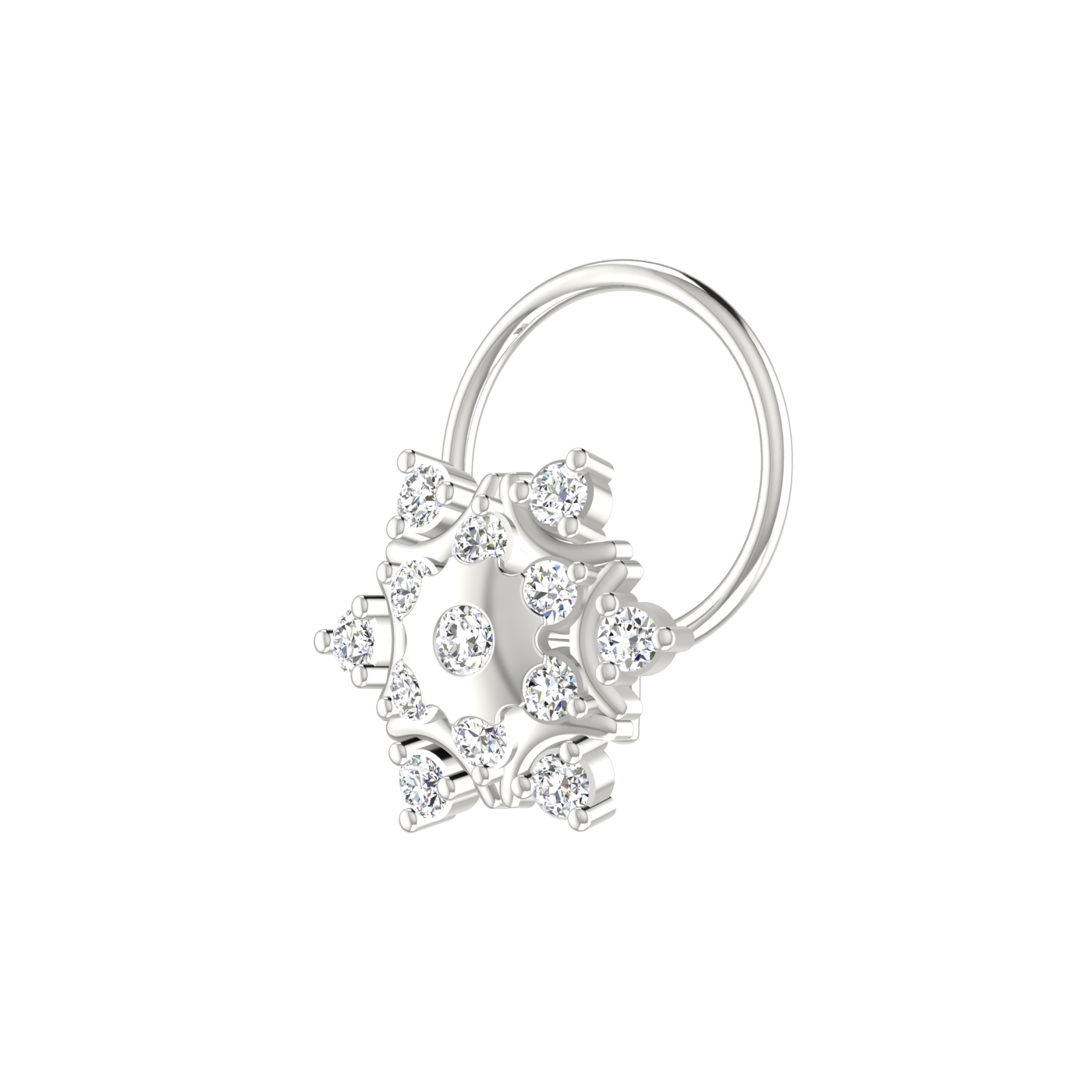 Radiant Mandala Bloom – 0.14 Ct Lab Grown Diamond Nose Pin