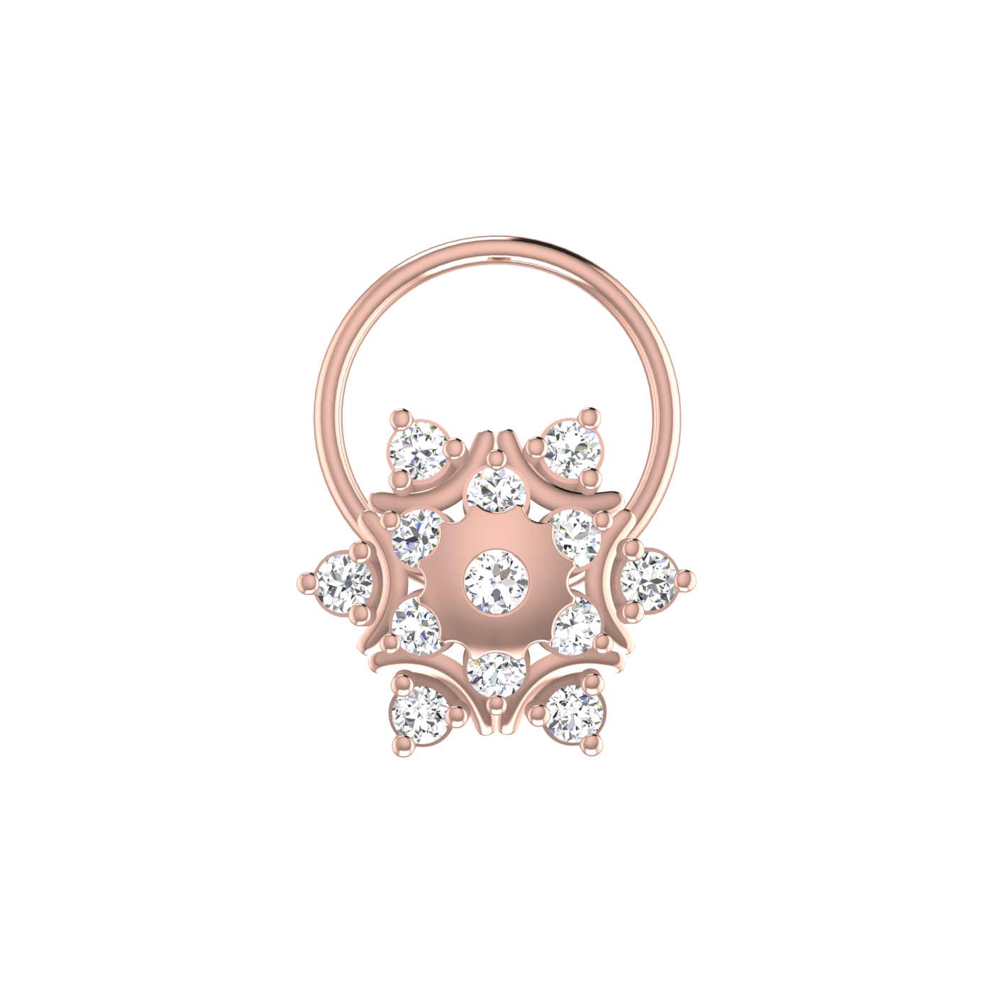 Radiant Mandala Bloom – 0.14 Ct Lab Grown Diamond Nose Pin
