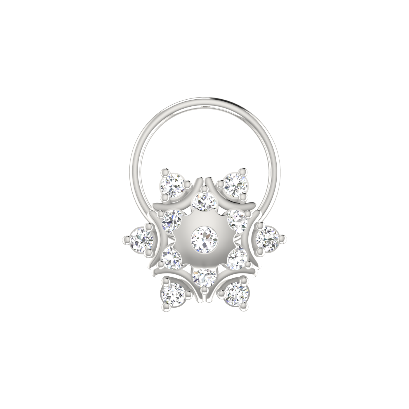 Radiant Mandala Bloom – 0.14 Ct Lab Grown Diamond Nose Pin