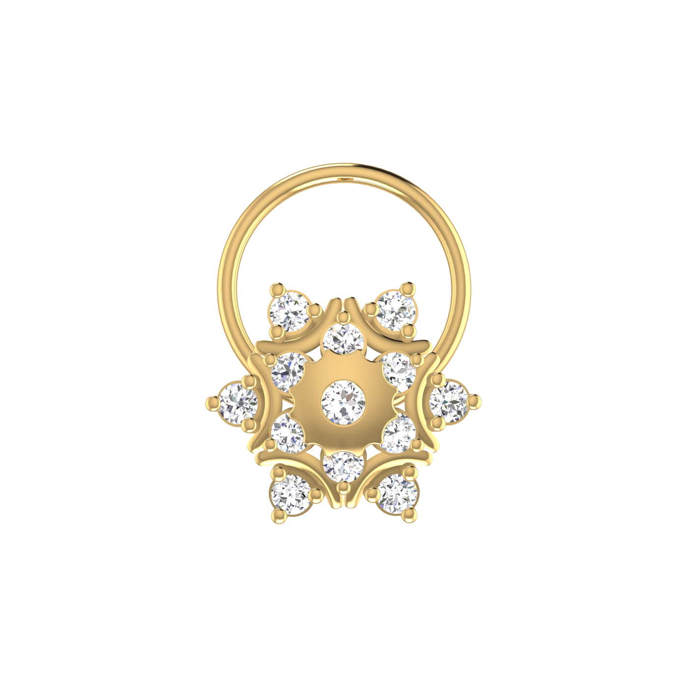 Radiant Mandala Bloom – 0.14 Ct Lab Grown Diamond Nose Pin