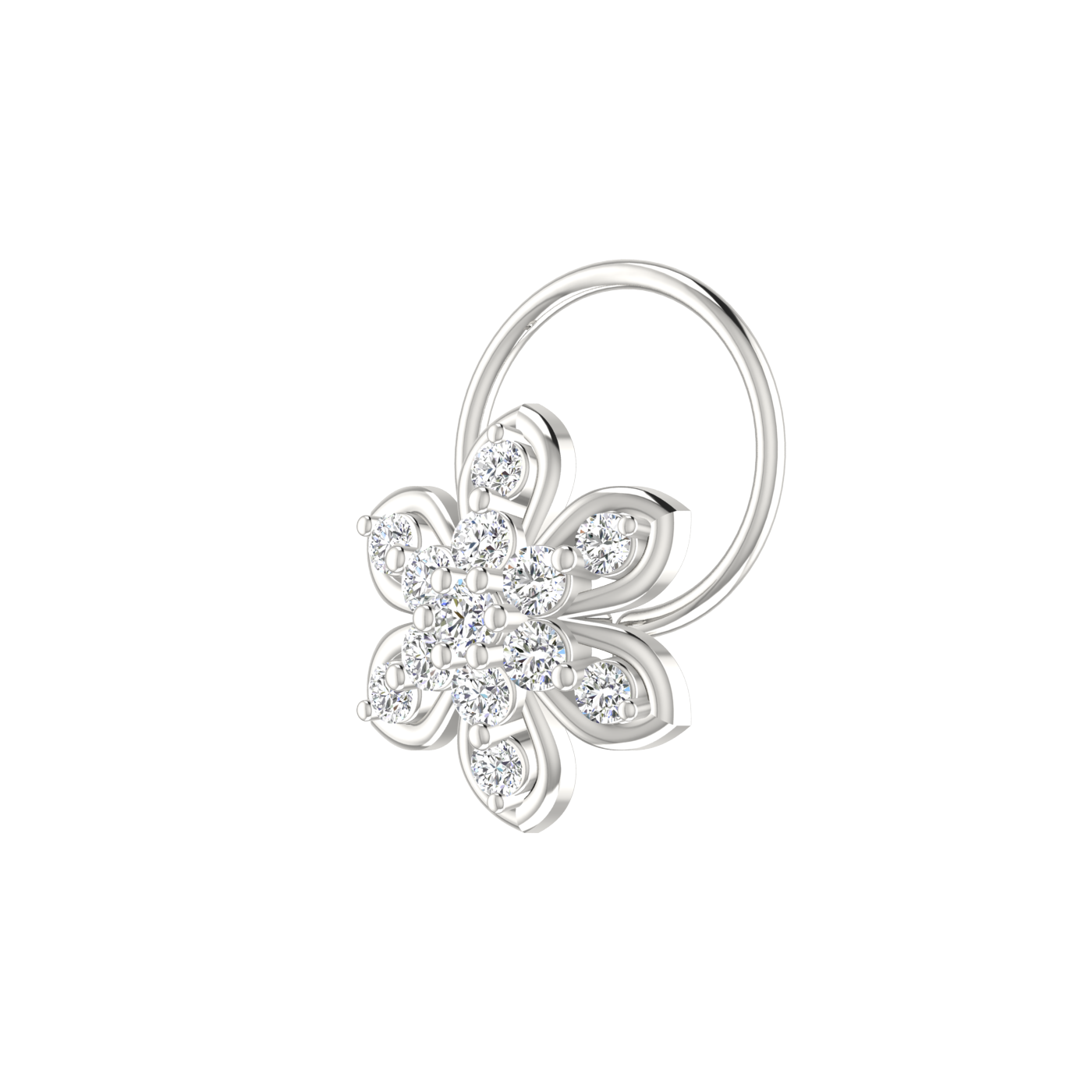 0.14 Ct Lab Grown Diamond Nose Pin – Floral Petal Style