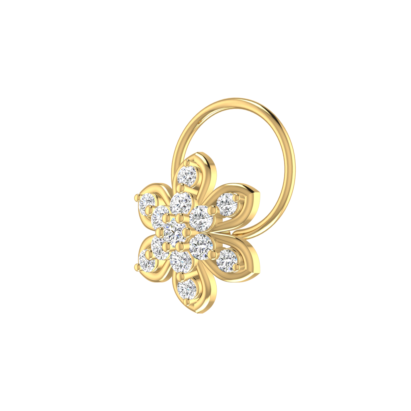 0.14 Ct Lab Grown Diamond Nose Pin – Floral Petal Style