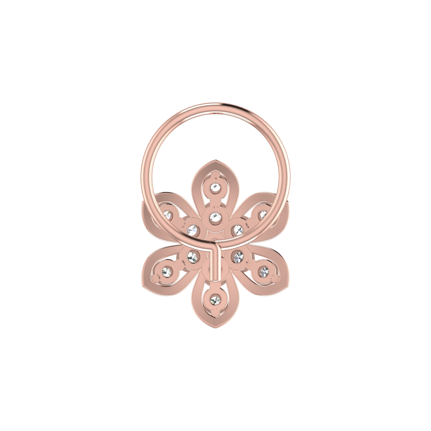 0.14 Ct Lab Grown Diamond Nose Pin – Floral Petal Style