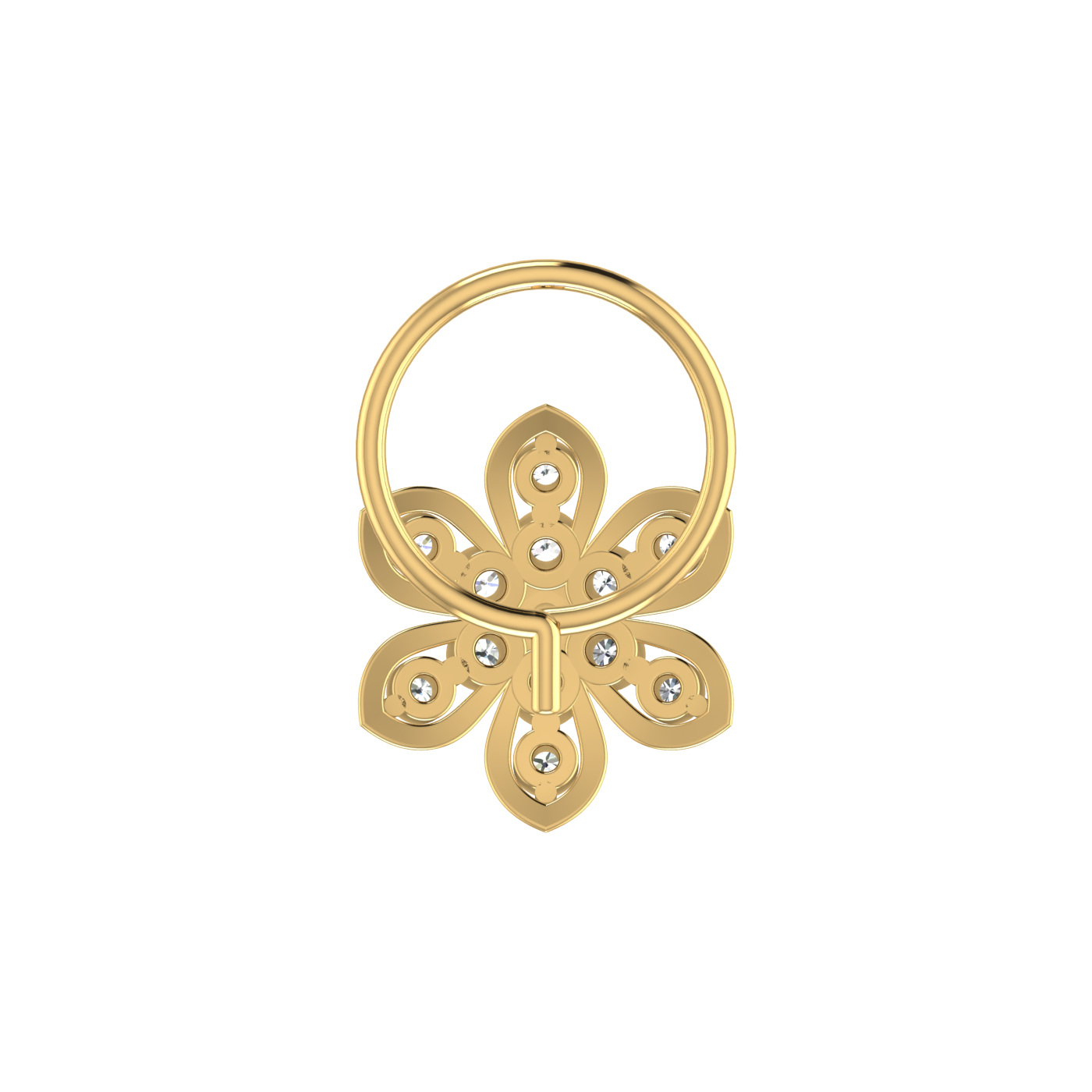 0.14 Ct Lab Grown Diamond Nose Pin – Floral Petal Style