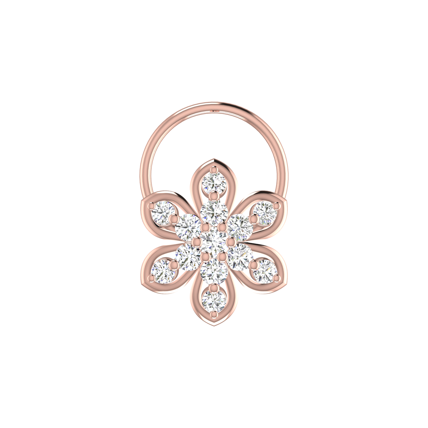 0.14 Ct Lab Grown Diamond Nose Pin – Floral Petal Style