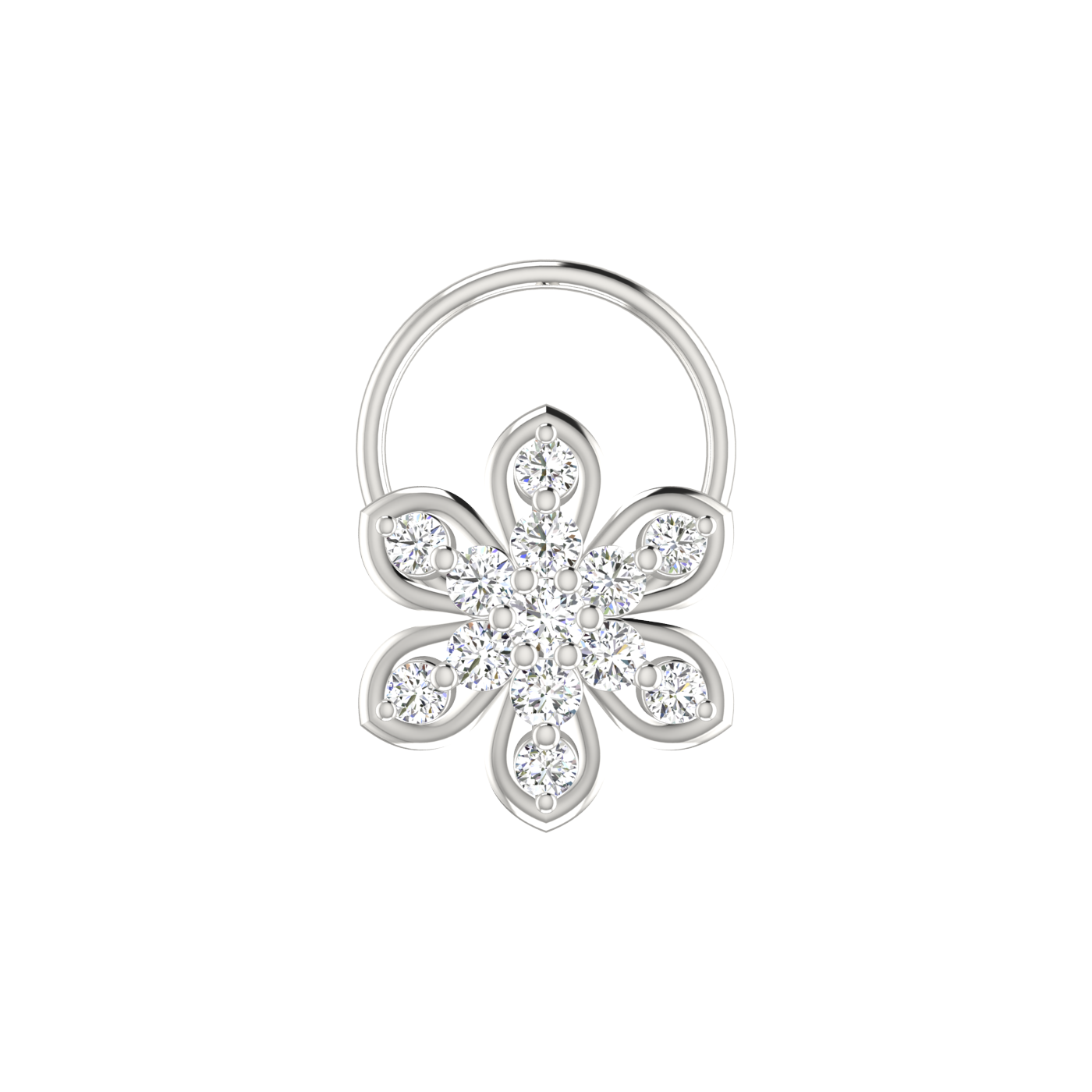 0.14 Ct Lab Grown Diamond Nose Pin – Floral Petal Style