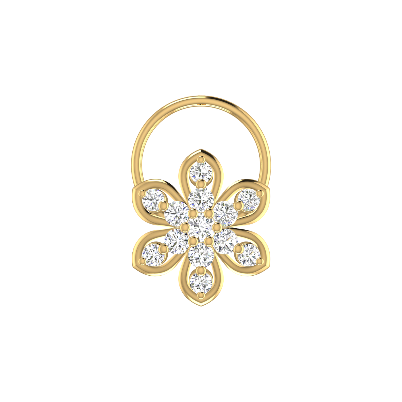 0.14 Ct Lab Grown Diamond Nose Pin – Floral Petal Style