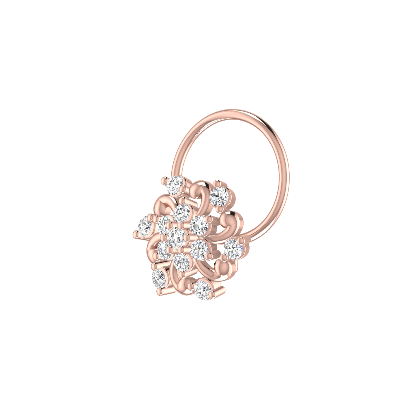 Celestial Floral Glow 0.11 Ct Lab Diamond Nose Pin