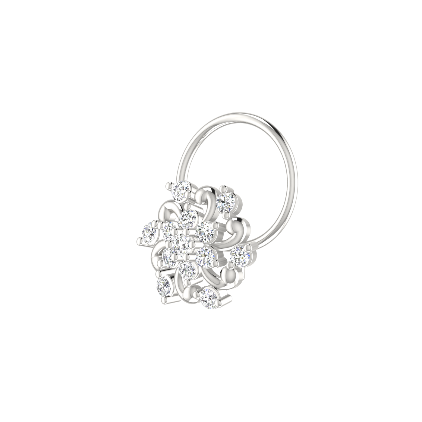 Celestial Floral Glow 0.11 Ct Lab Diamond Nose Pin