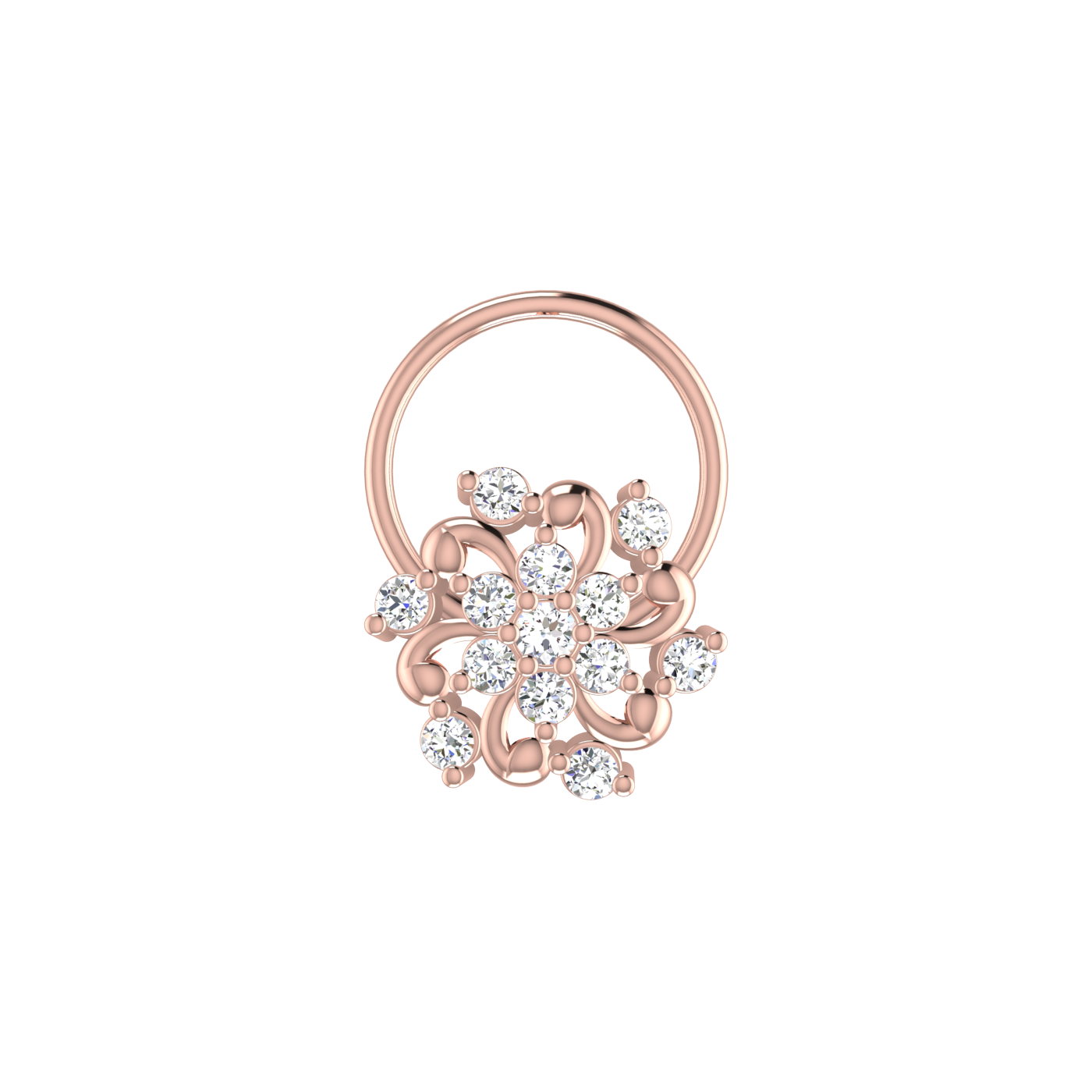 Celestial Floral Glow 0.11 Ct Lab Diamond Nose Pin