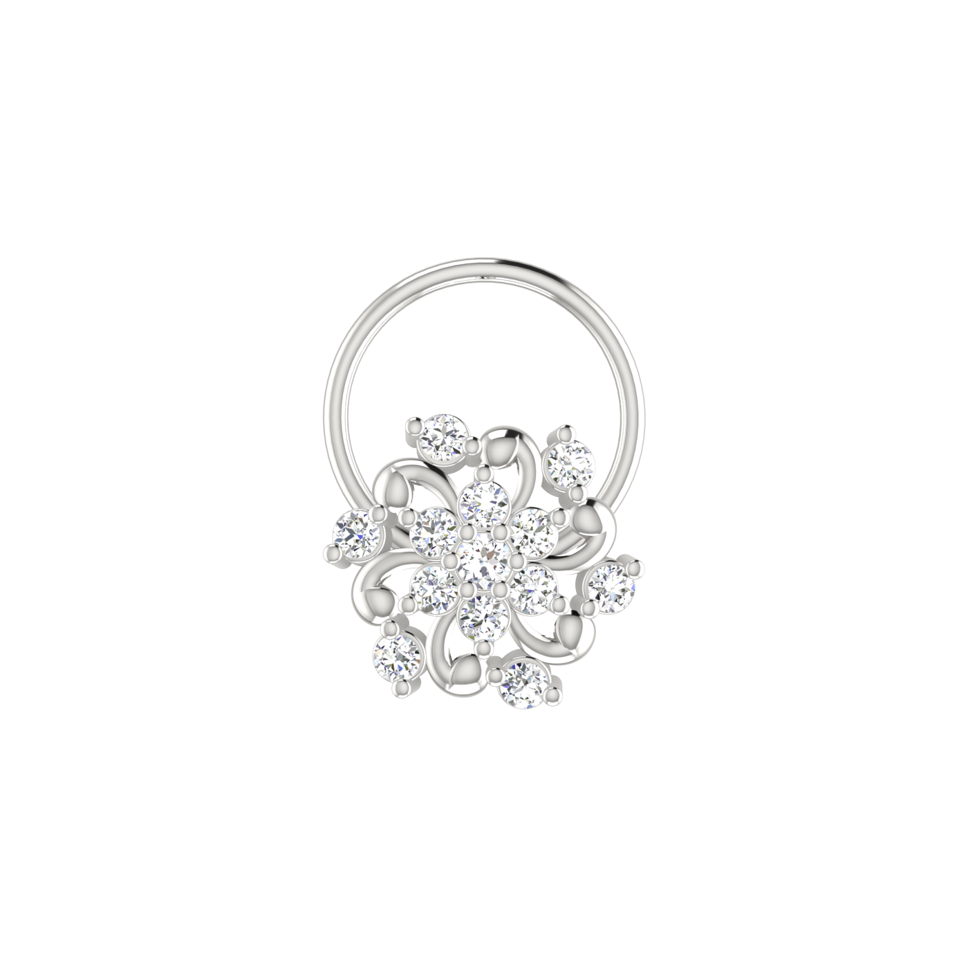 Celestial Floral Glow 0.11 Ct Lab Diamond Nose Pin