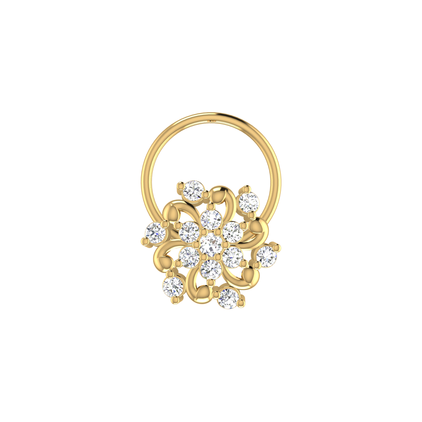 Celestial Floral Glow 0.11 Ct Lab Diamond Nose Pin
