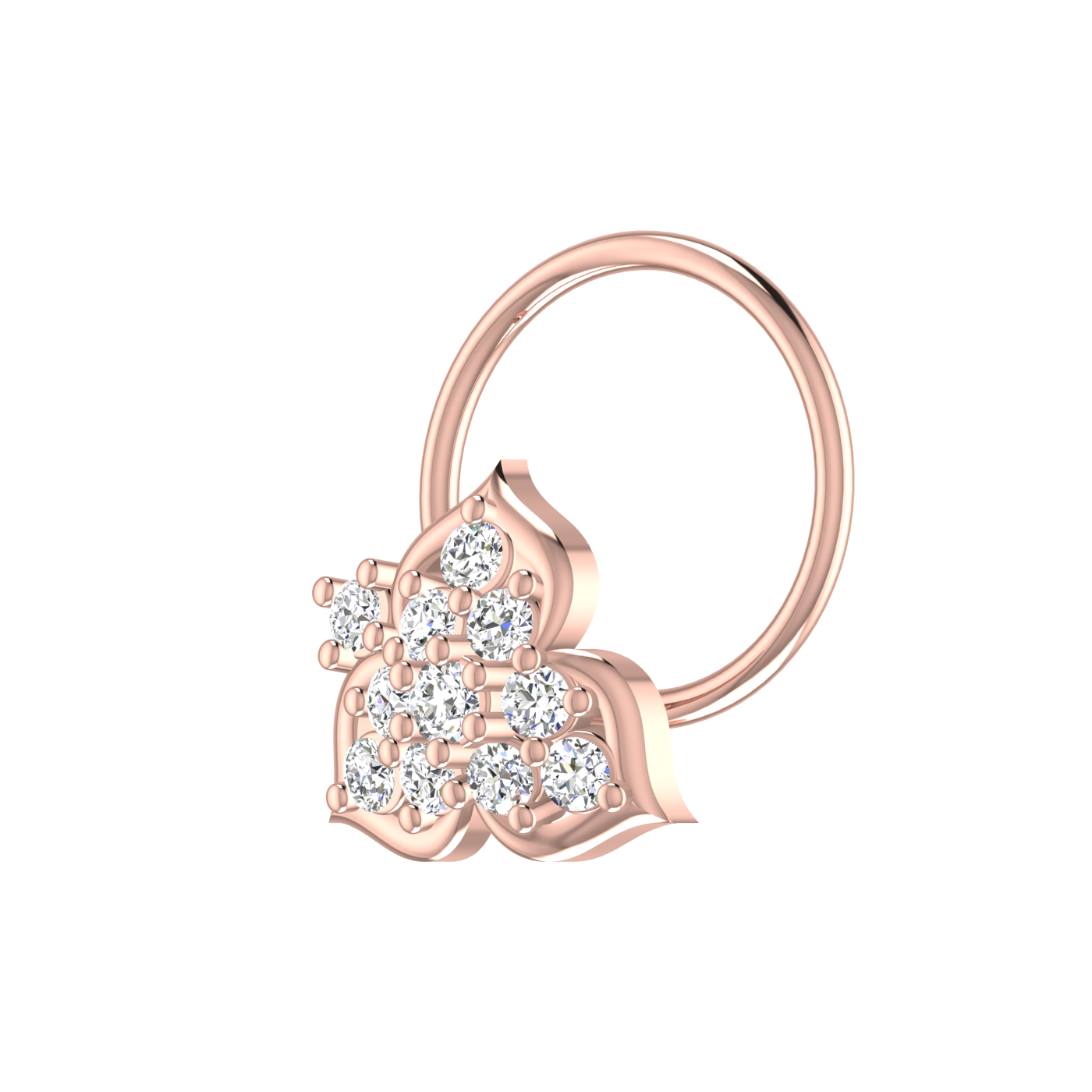 Ornate Lotus Bloom 0.11 Ct EF/VVS-VS Lab Grown Diamond Nose Pin