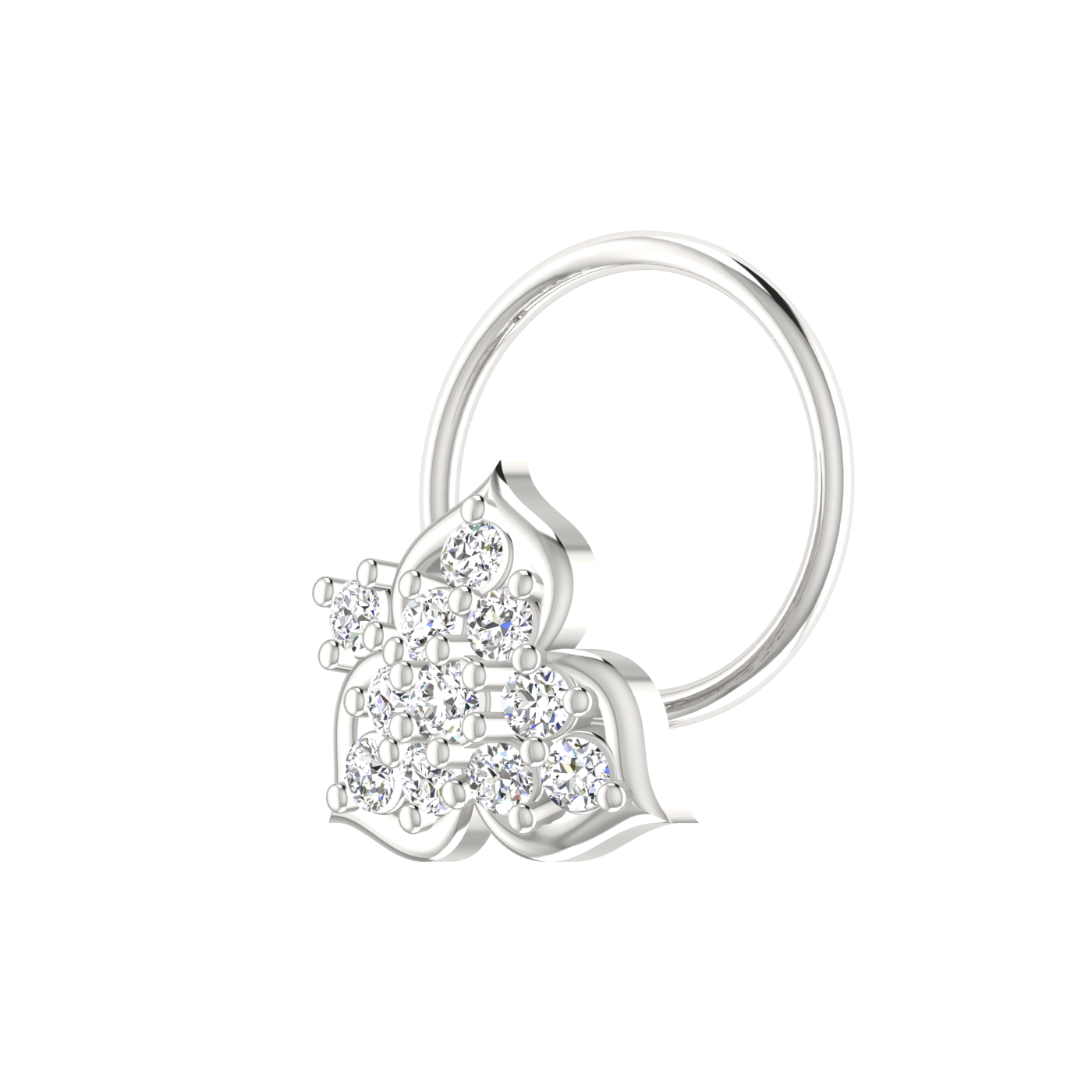 Ornate Lotus Bloom 0.11 Ct EF/VVS-VS Lab Grown Diamond Nose Pin