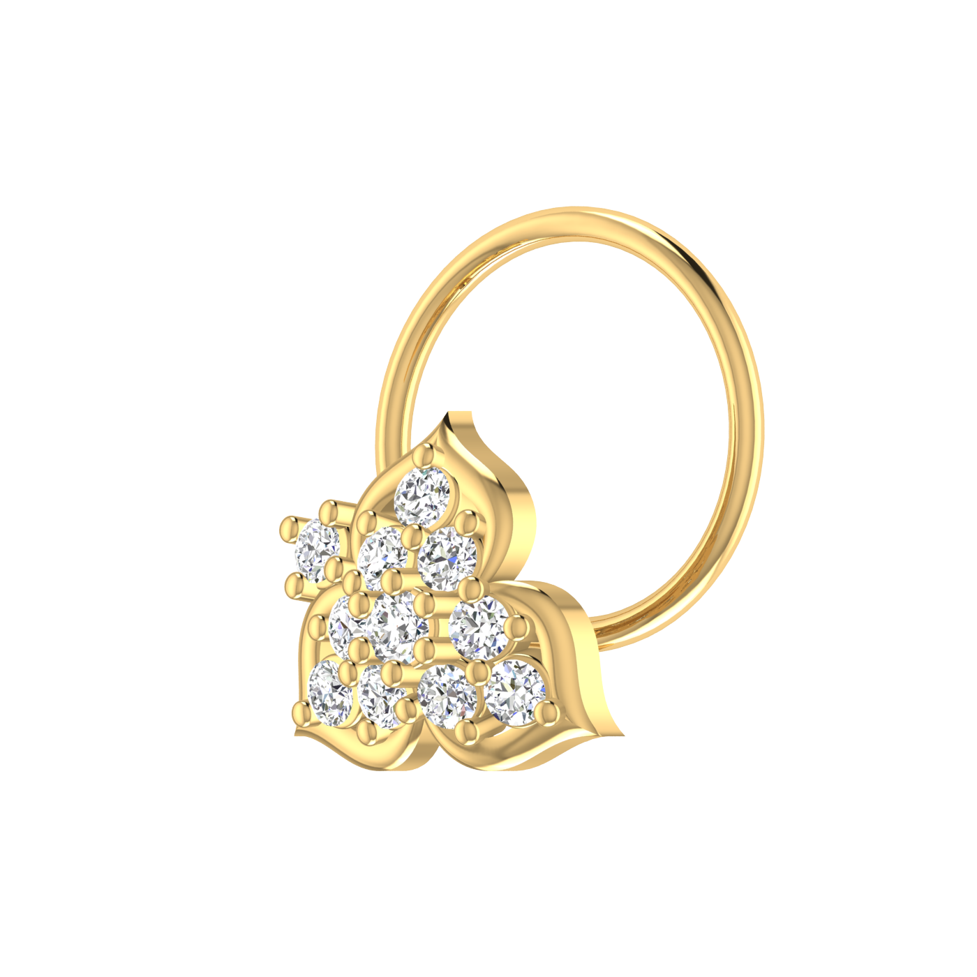 Ornate Lotus Bloom 0.11 Ct EF/VVS-VS Lab Grown Diamond Nose Pin