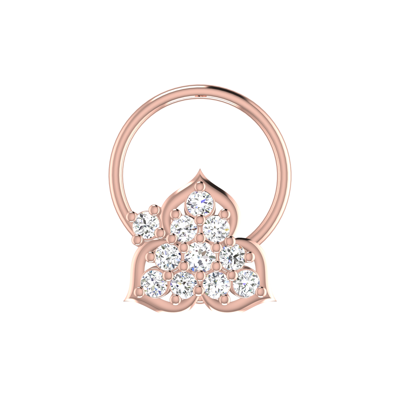 Ornate Lotus Bloom 0.11 Ct EF/VVS-VS Lab Grown Diamond Nose Pin