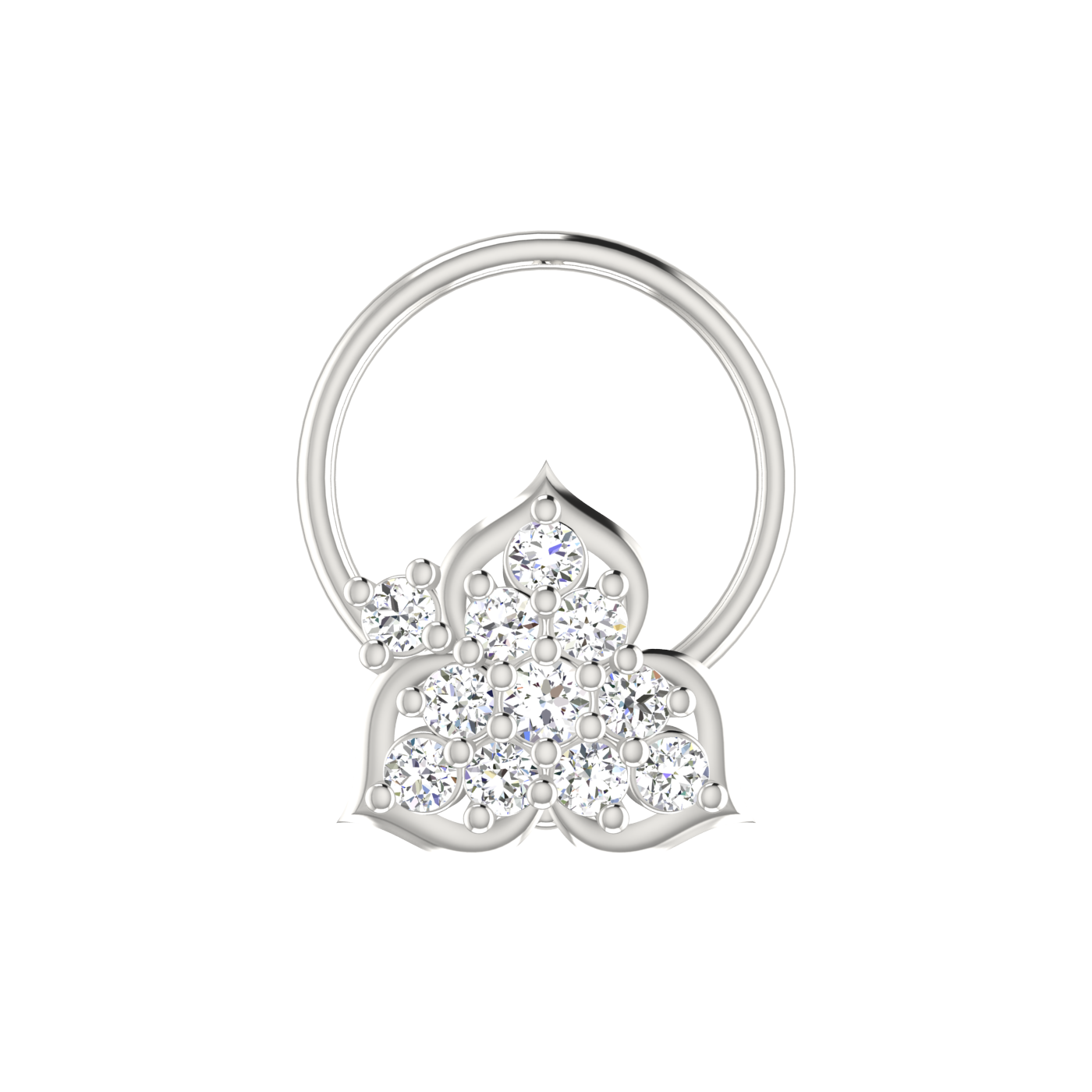 Ornate Lotus Bloom 0.11 Ct EF/VVS-VS Lab Grown Diamond Nose Pin