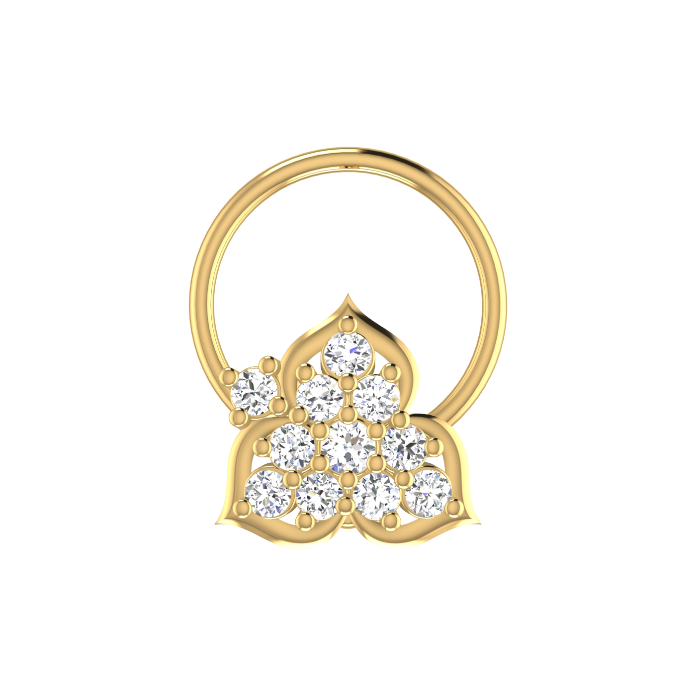 Ornate Lotus Bloom 0.11 Ct EF/VVS-VS Lab Grown Diamond Nose Pin
