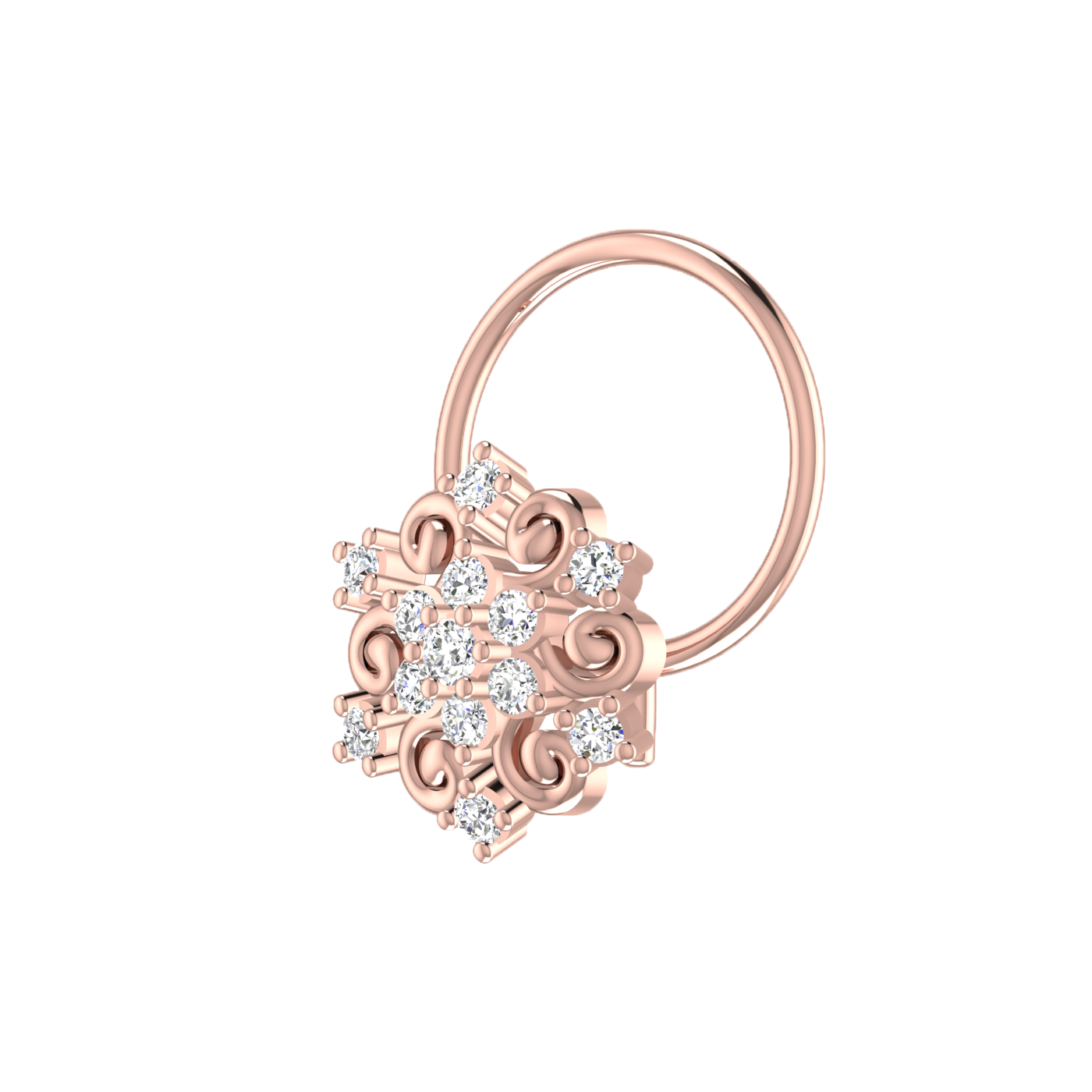 Twilight Twirl Glow – 0.07 Carat EF/VVS-VS Nose Pin
