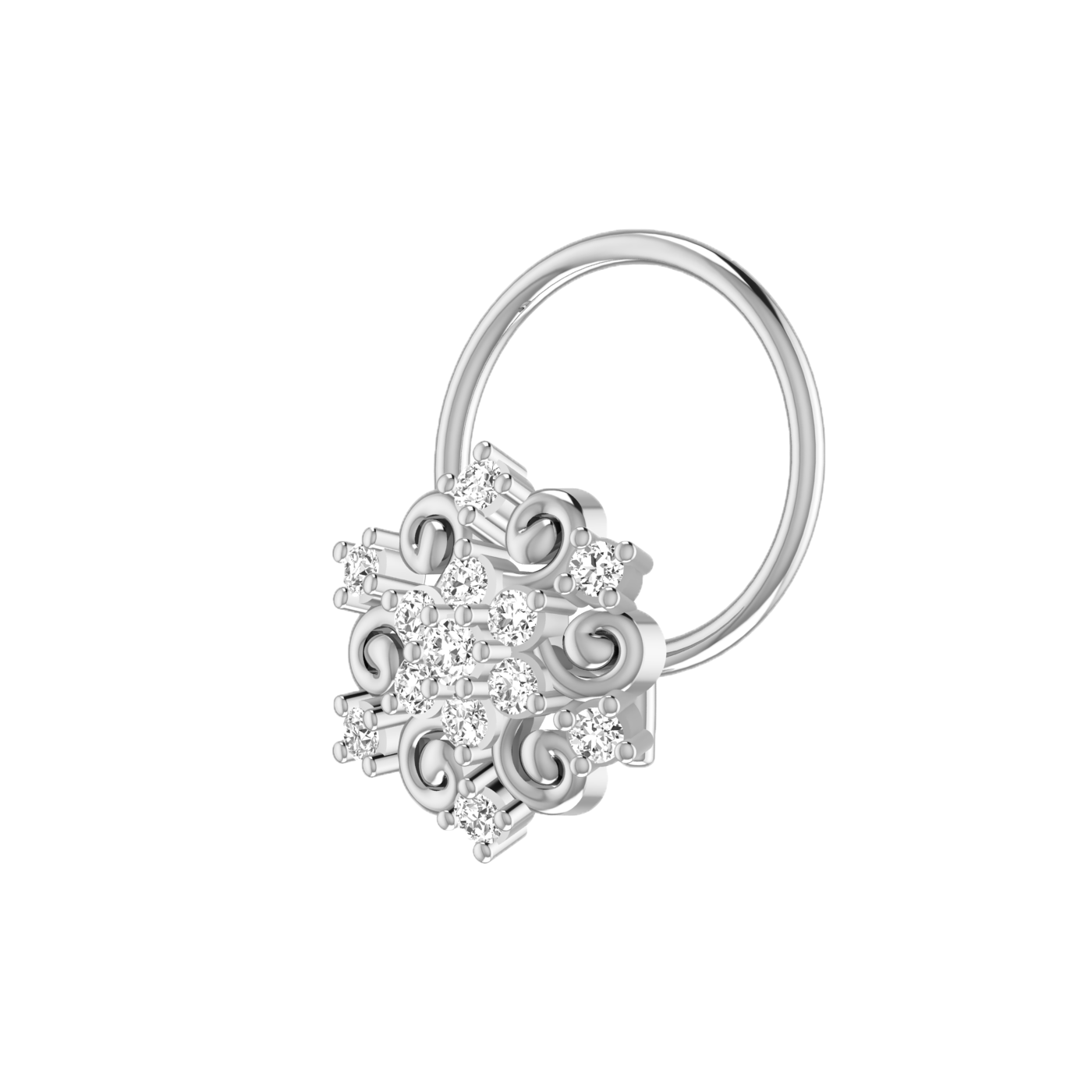 Twilight Twirl Glow – 0.07 Carat EF/VVS-VS Nose Pin