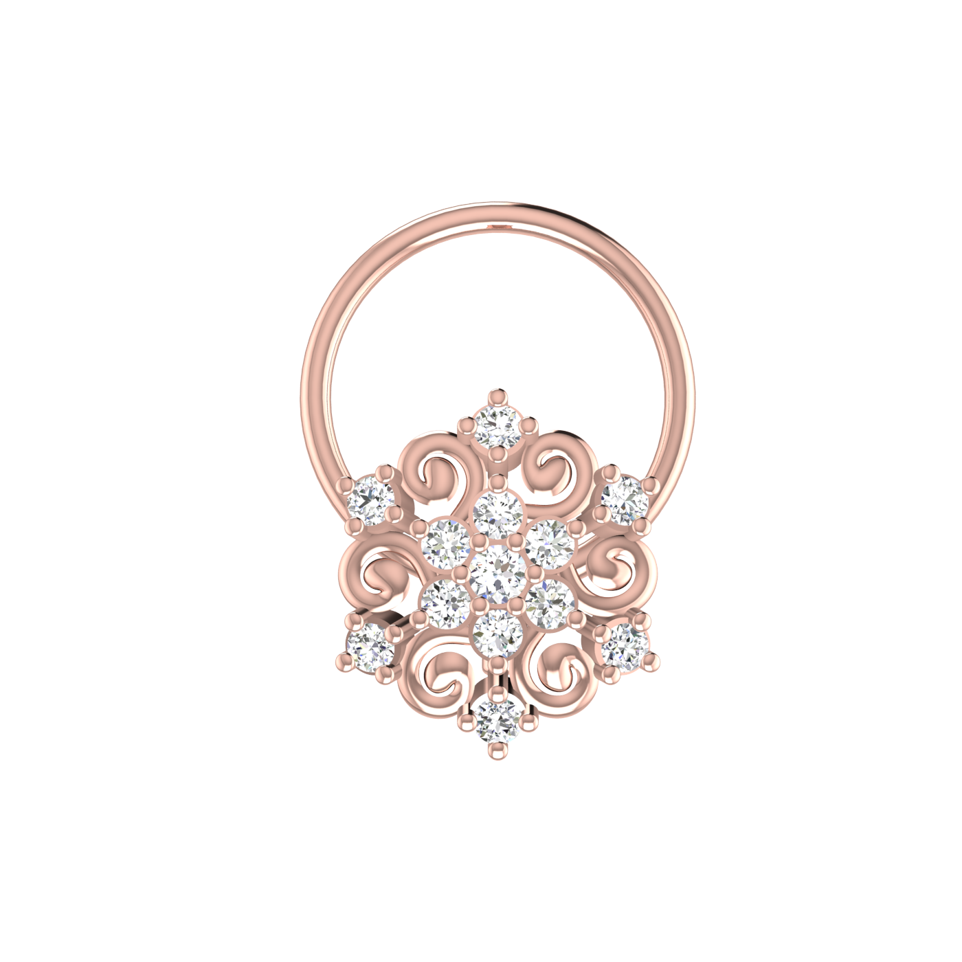 Twilight Twirl Glow – 0.07 Carat EF/VVS-VS Nose Pin