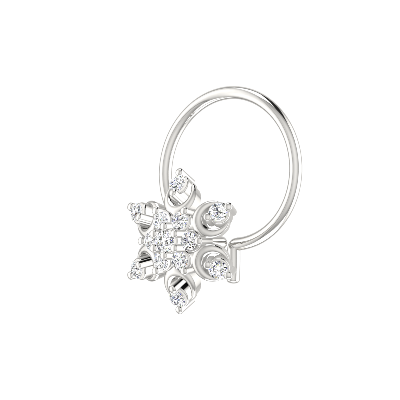 Snowflake Bloom Spark – 0.05 Ct EF/VVS-VS Lab Grown Diamond Nose Pin