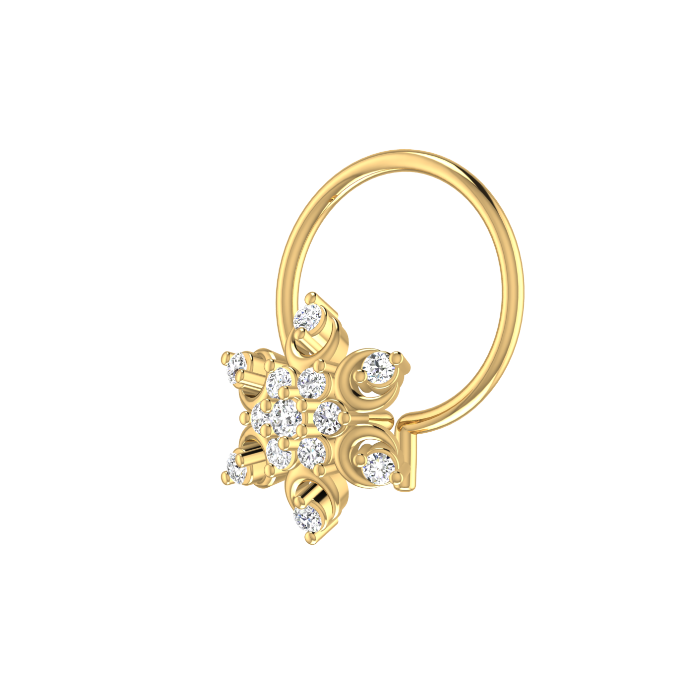 Snowflake Bloom Spark – 0.05 Ct EF/VVS-VS Lab Grown Diamond Nose Pin