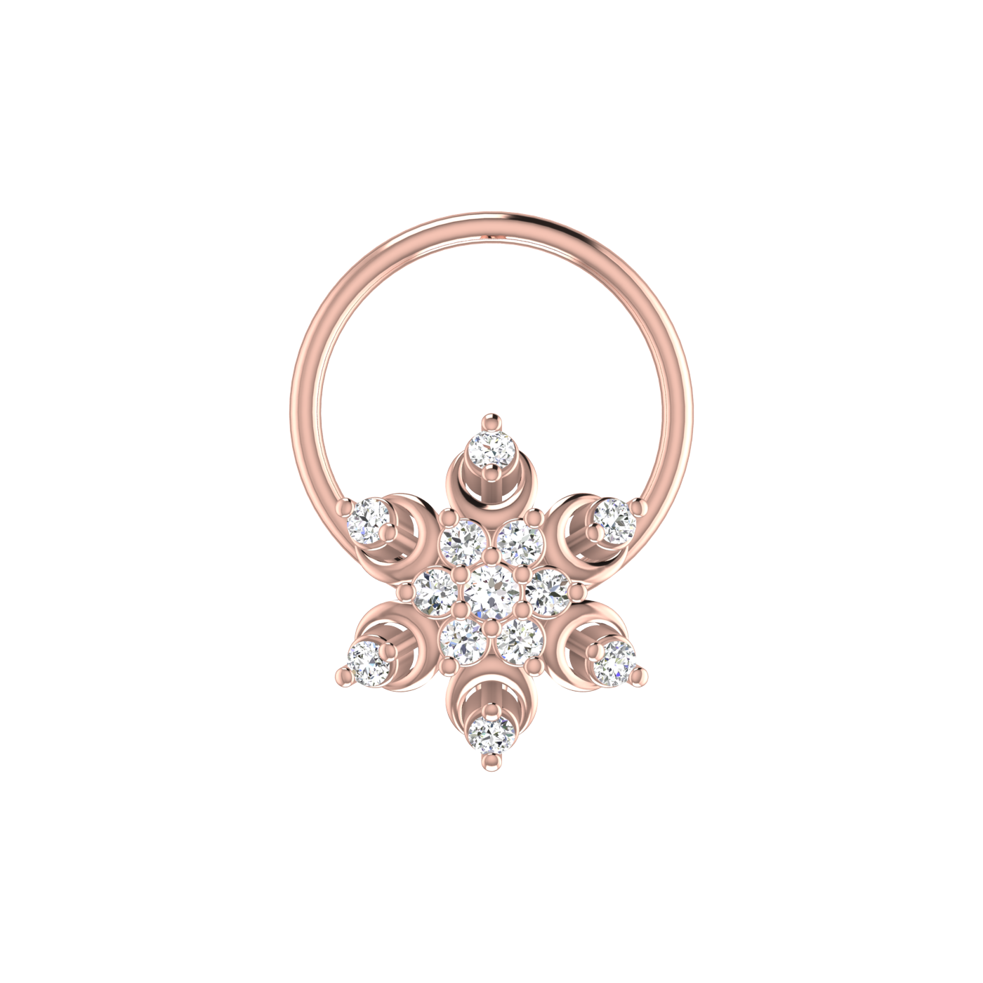 Snowflake Bloom Spark – 0.05 Ct EF/VVS-VS Lab Grown Diamond Nose Pin