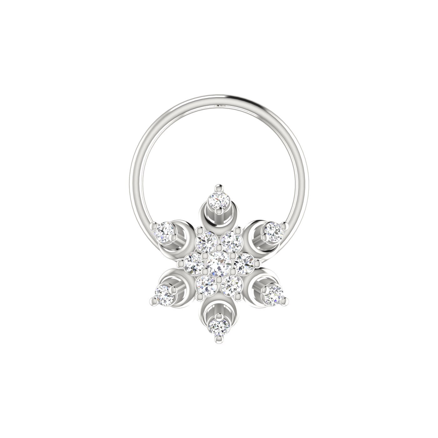 Snowflake Bloom Spark – 0.05 Ct EF/VVS-VS Lab Grown Diamond Nose Pin