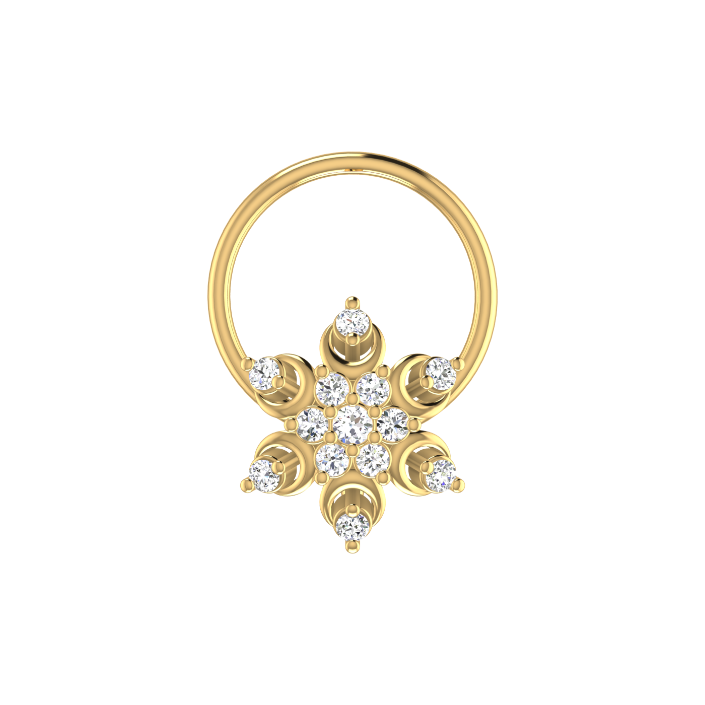 Snowflake Bloom Spark – 0.05 Ct EF/VVS-VS Lab Grown Diamond Nose Pin
