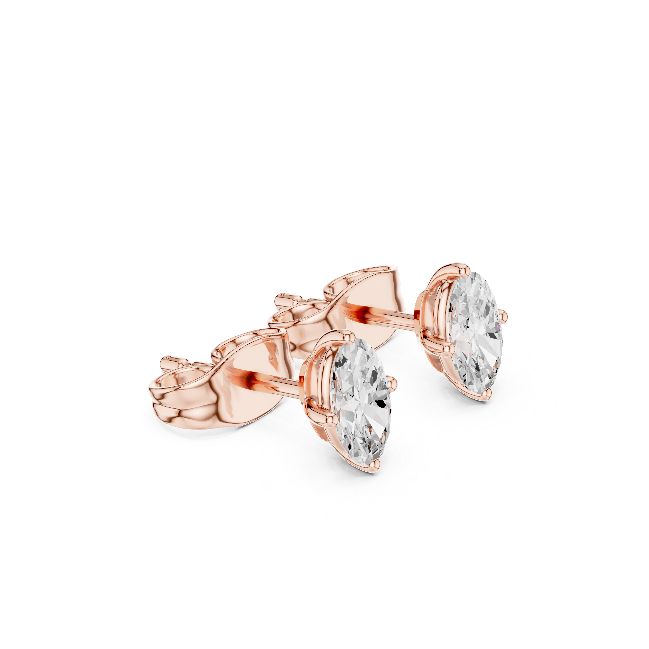 0.50 Carat Natural Diamond Oval Solitaire Studs – H Color, VS2 Clarity