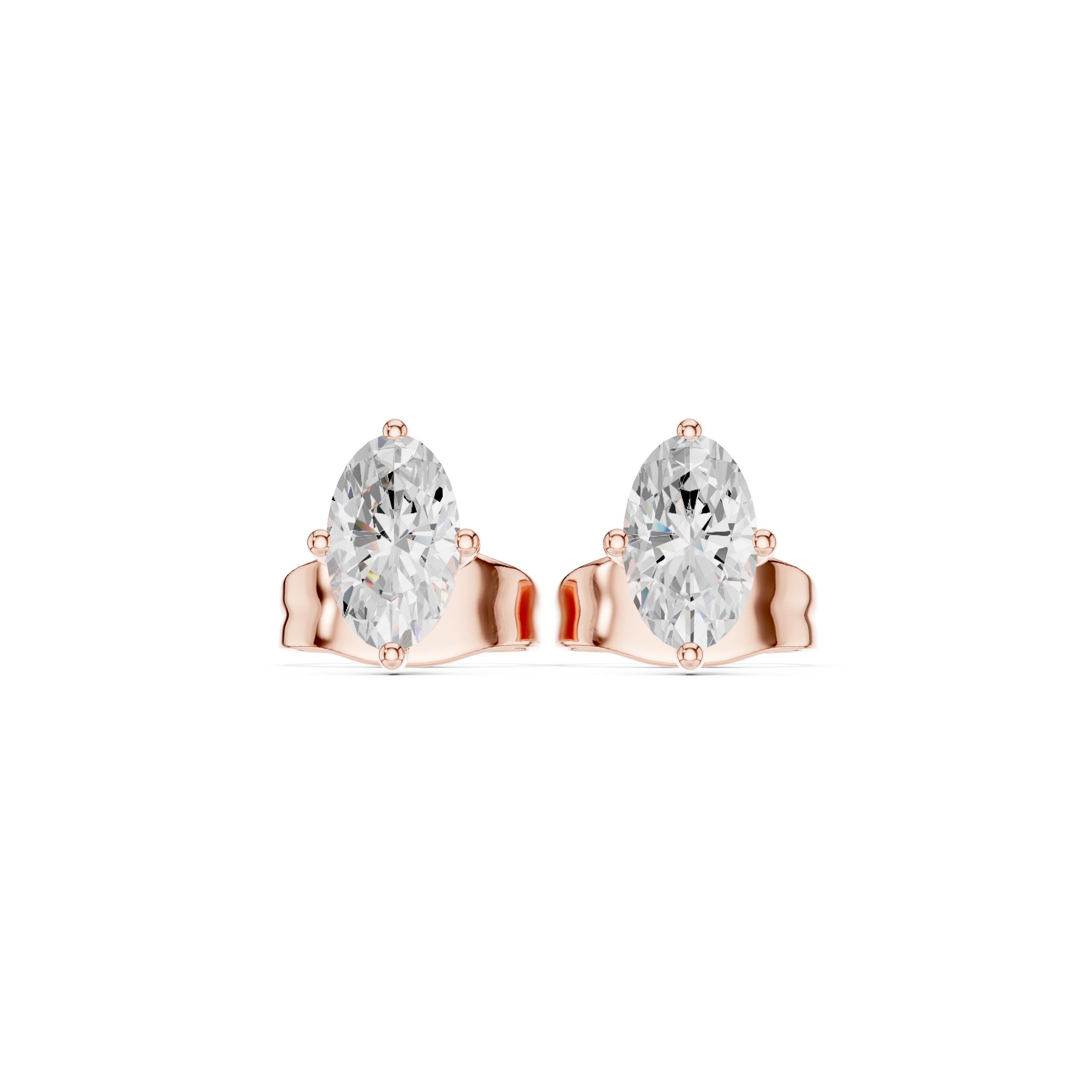0.50 Carat Natural Diamond Oval Solitaire Studs – H Color, VS2 Clarity