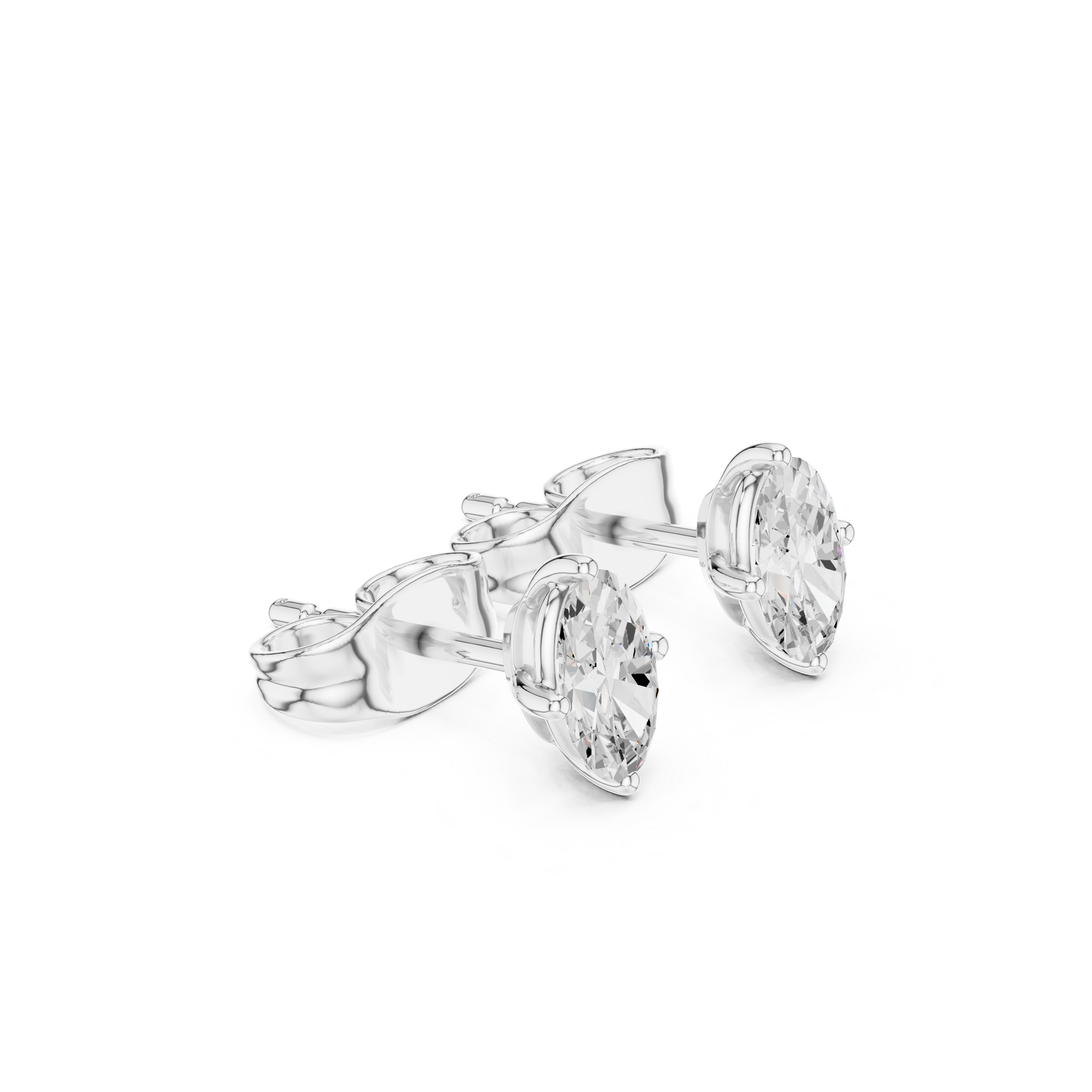 0.50 Carat Natural Diamond Oval Solitaire Studs – H Color, VS2 Clarity