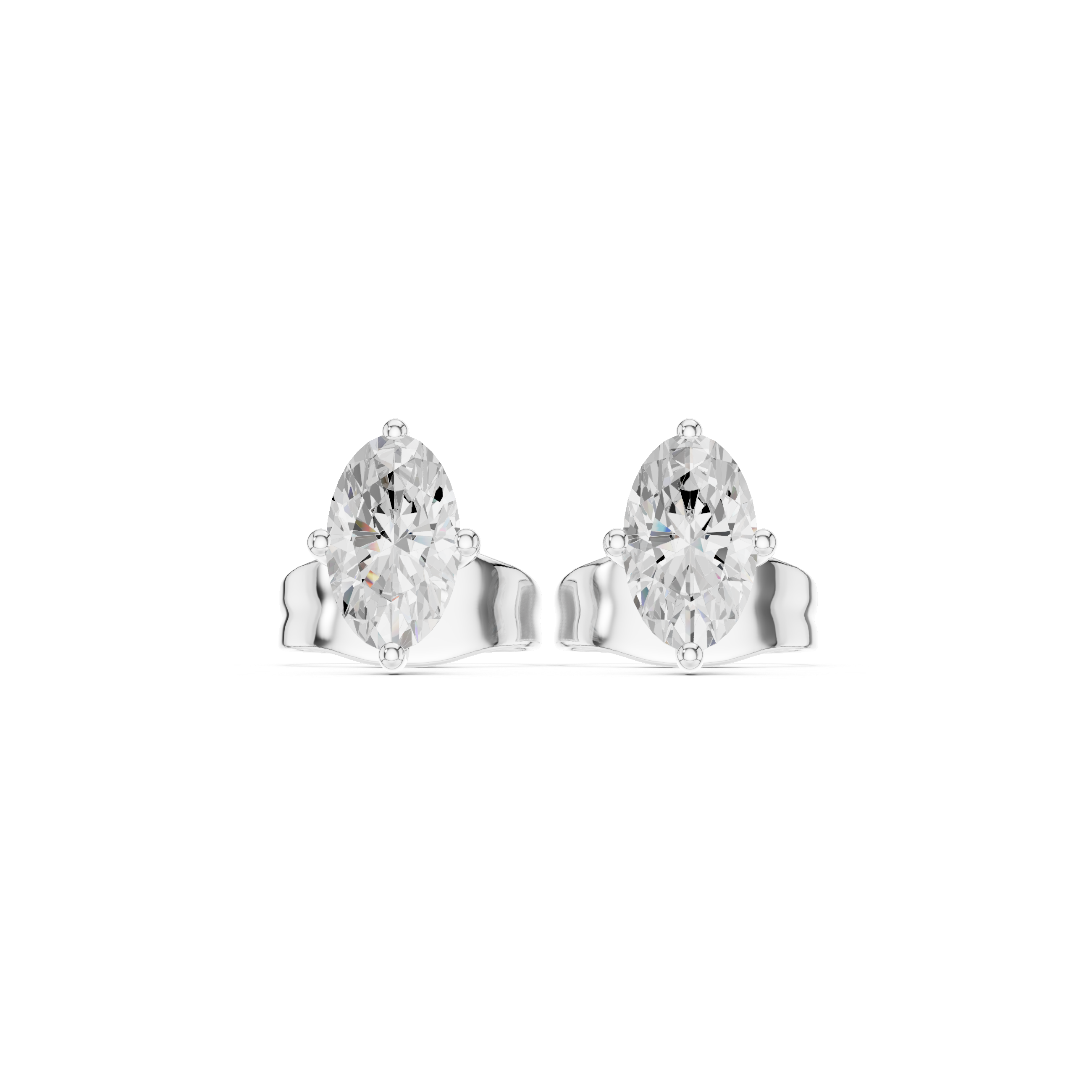 0.50 Carat Natural Diamond Oval Solitaire Studs – H Color, VS2 Clarity