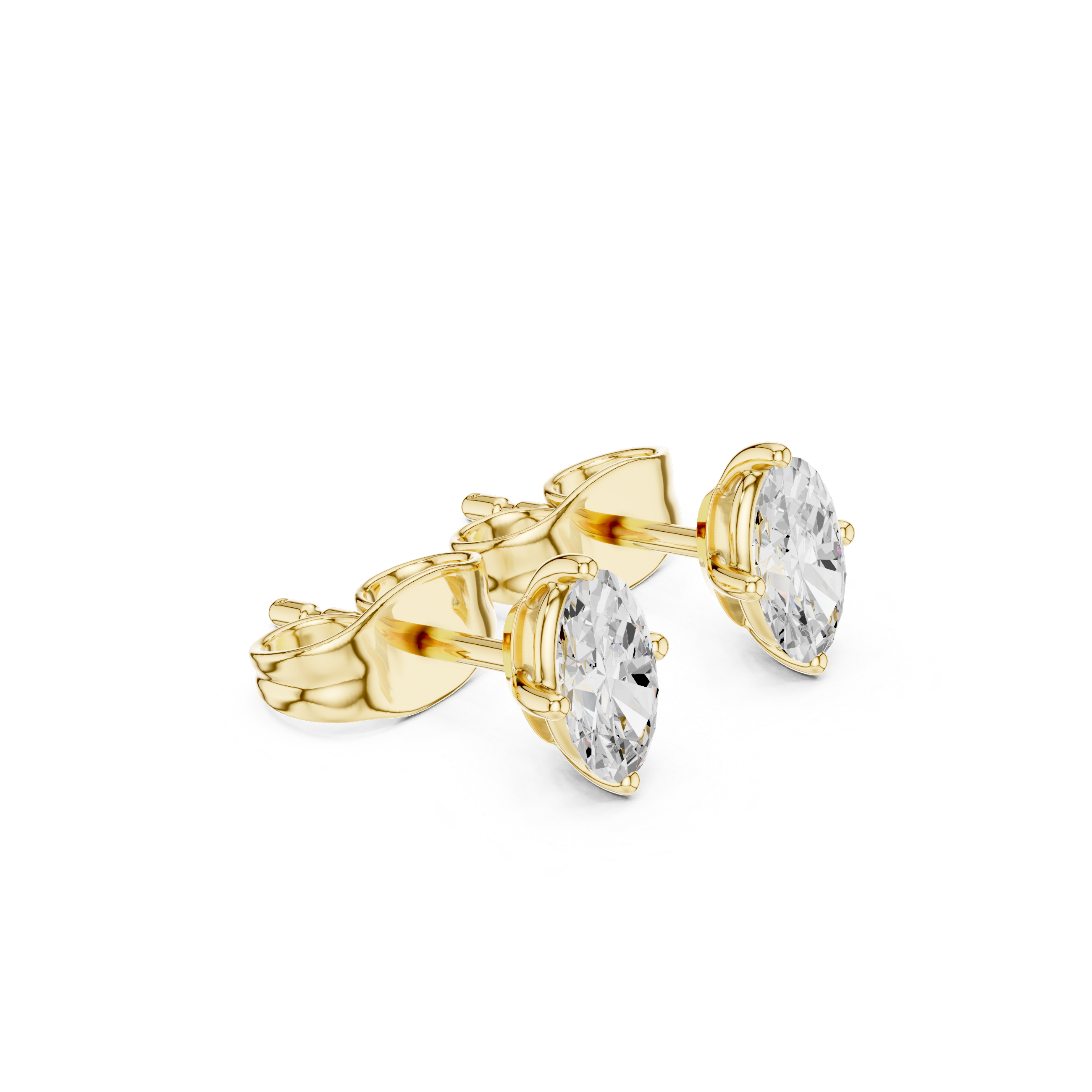 0.50 Carat Natural Diamond Oval Solitaire Studs – H Color, VS2 Clarity