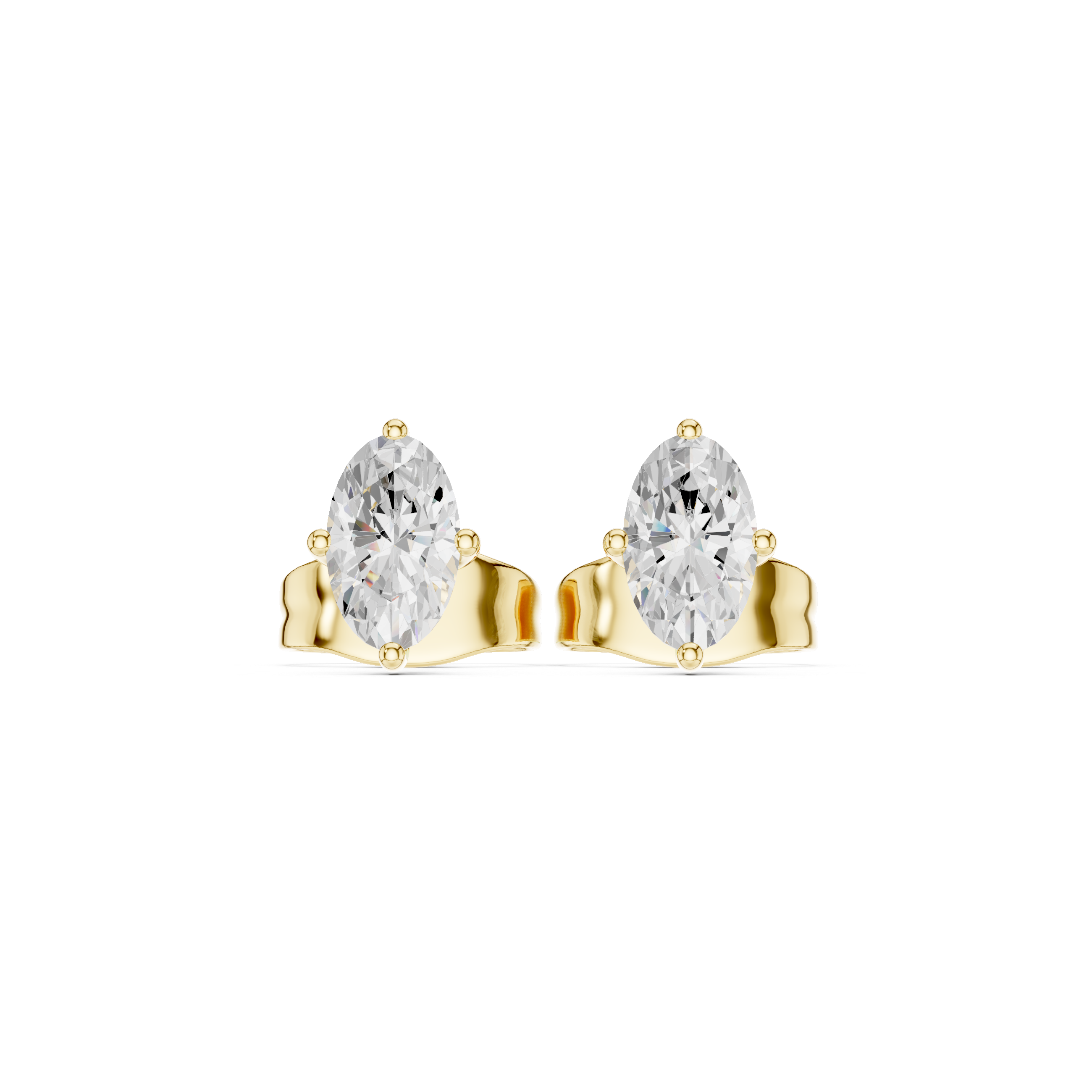 0.50 Carat Natural Diamond Oval Solitaire Studs – H Color, VS2 Clarity
