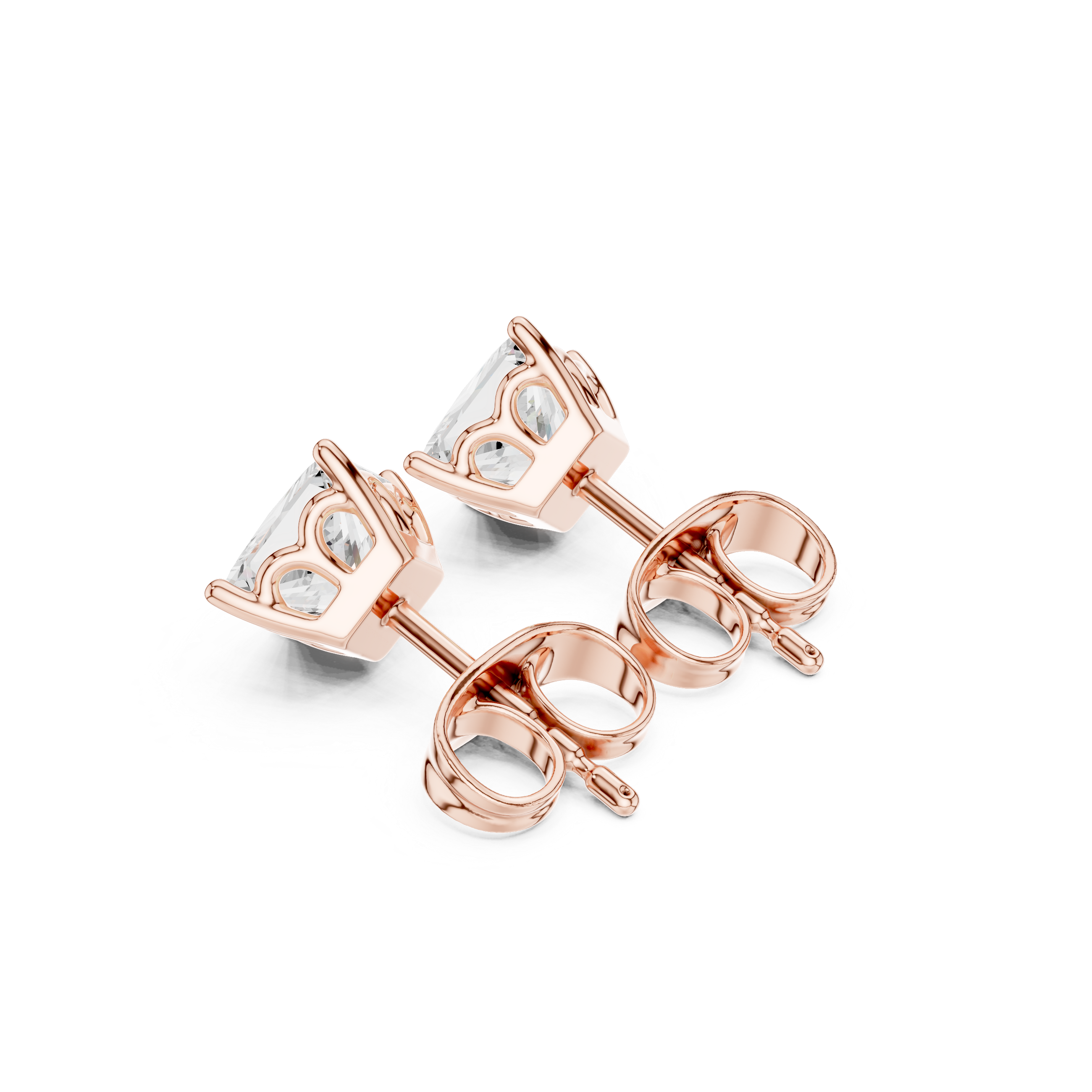 1.00ct J/SI2 Natural Princess Diamond Solitaire Stud Earrings – Classic Brilliance