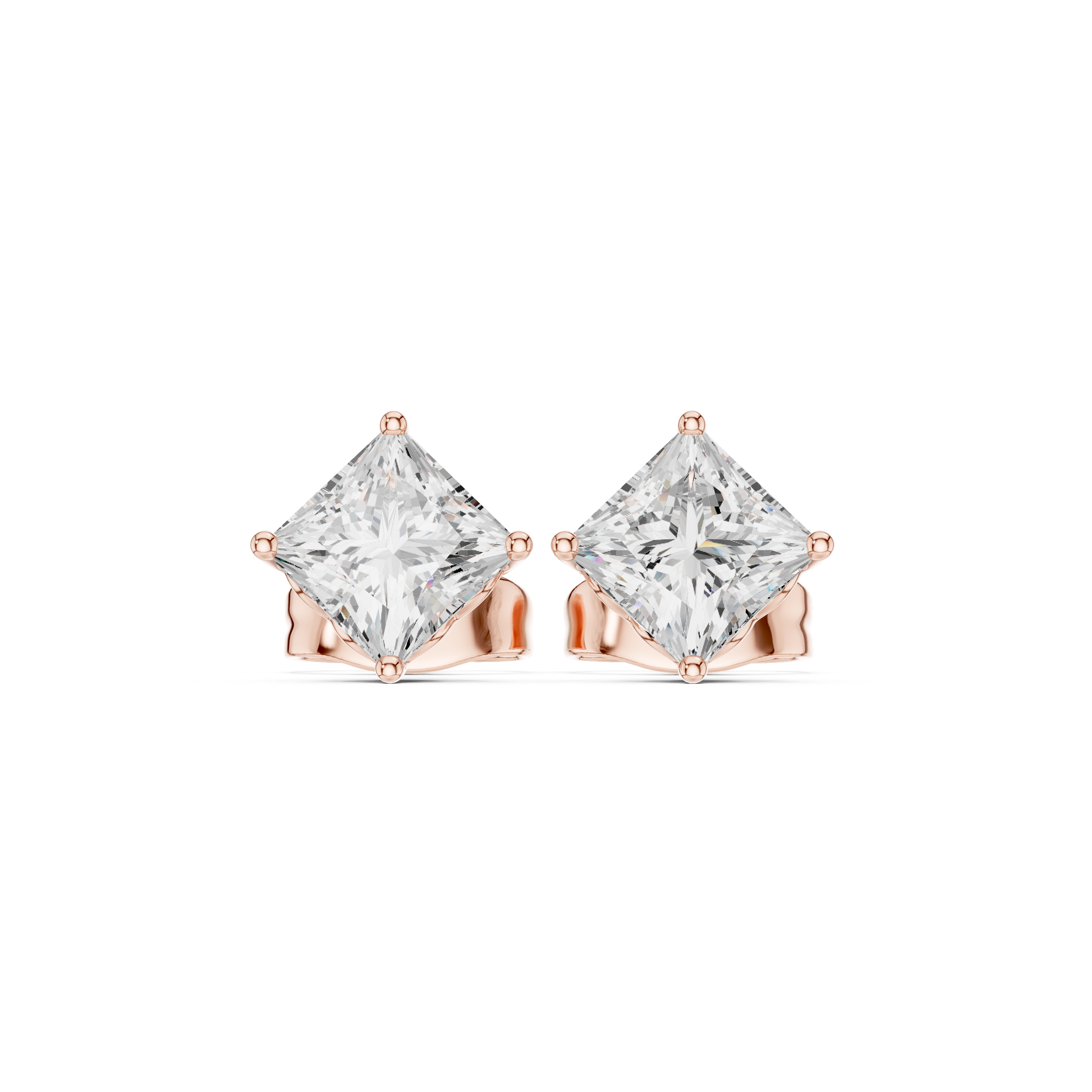 1.00ct J/SI2 Natural Princess Diamond Solitaire Stud Earrings – Classic Brilliance
