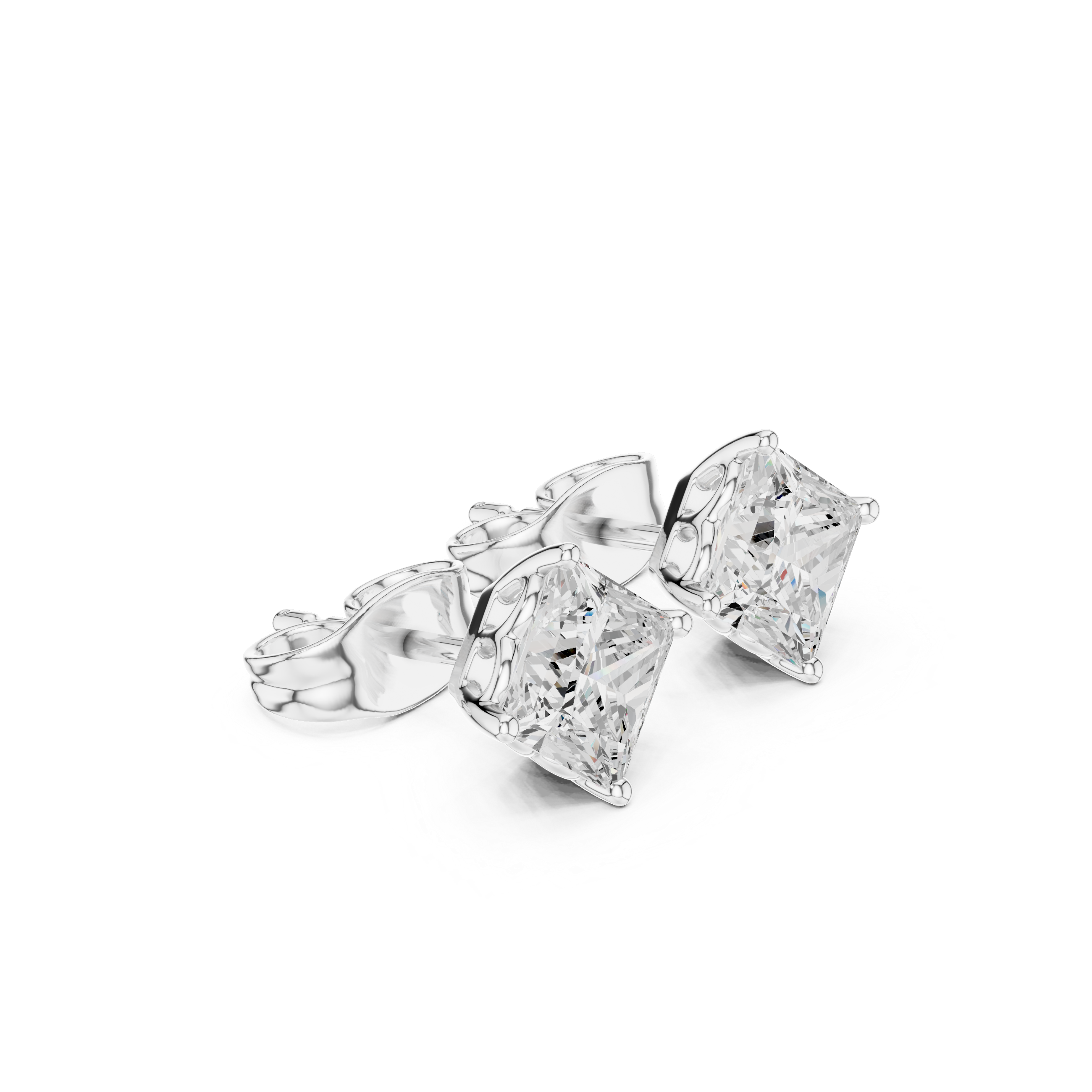 1.00ct J/SI2 Natural Princess Diamond Solitaire Stud Earrings – Classic Brilliance