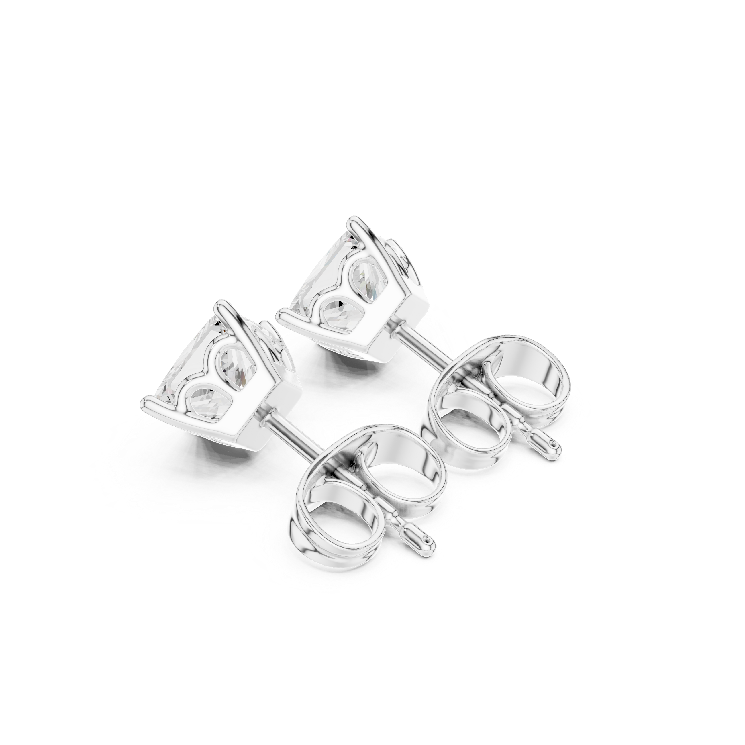 1.00ct J/SI2 Natural Princess Diamond Solitaire Stud Earrings – Classic Brilliance